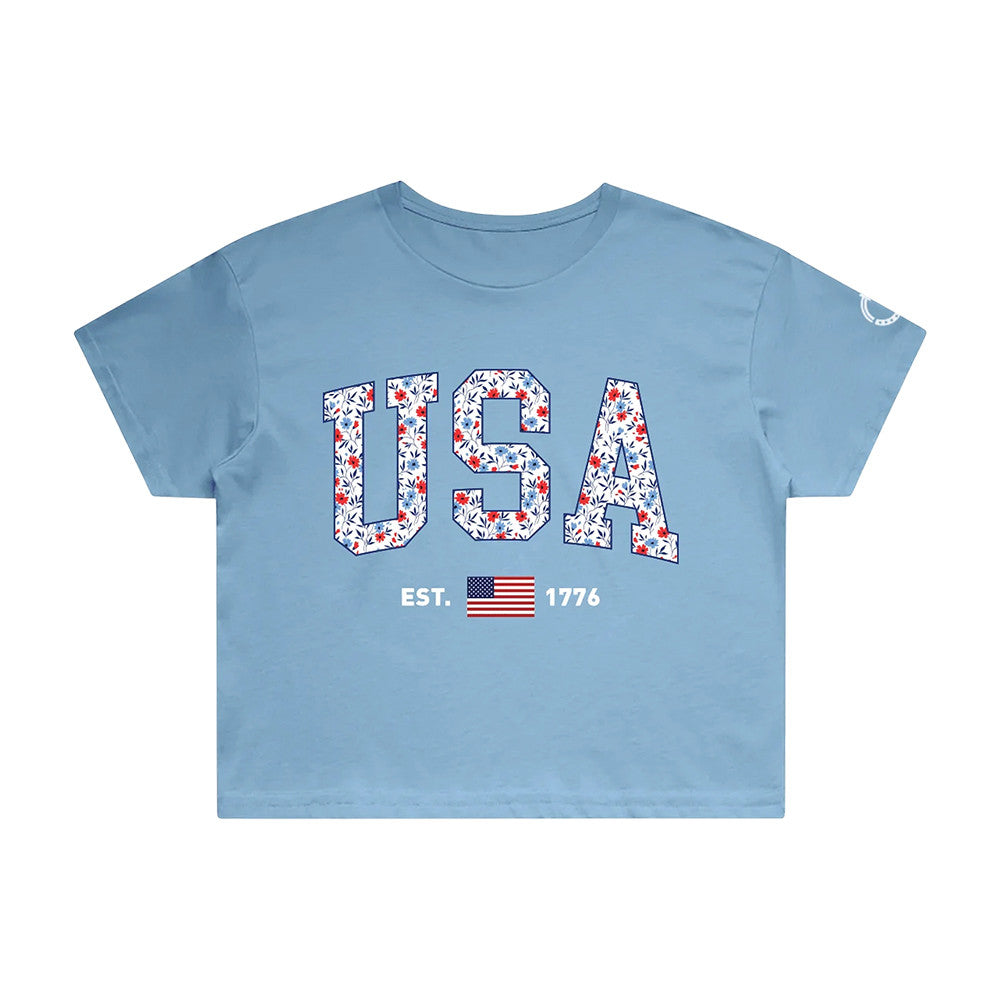 Turning Point USA Merch USA Est 1776 Cropped Shirt American Flag Apparel - Foxy23shop