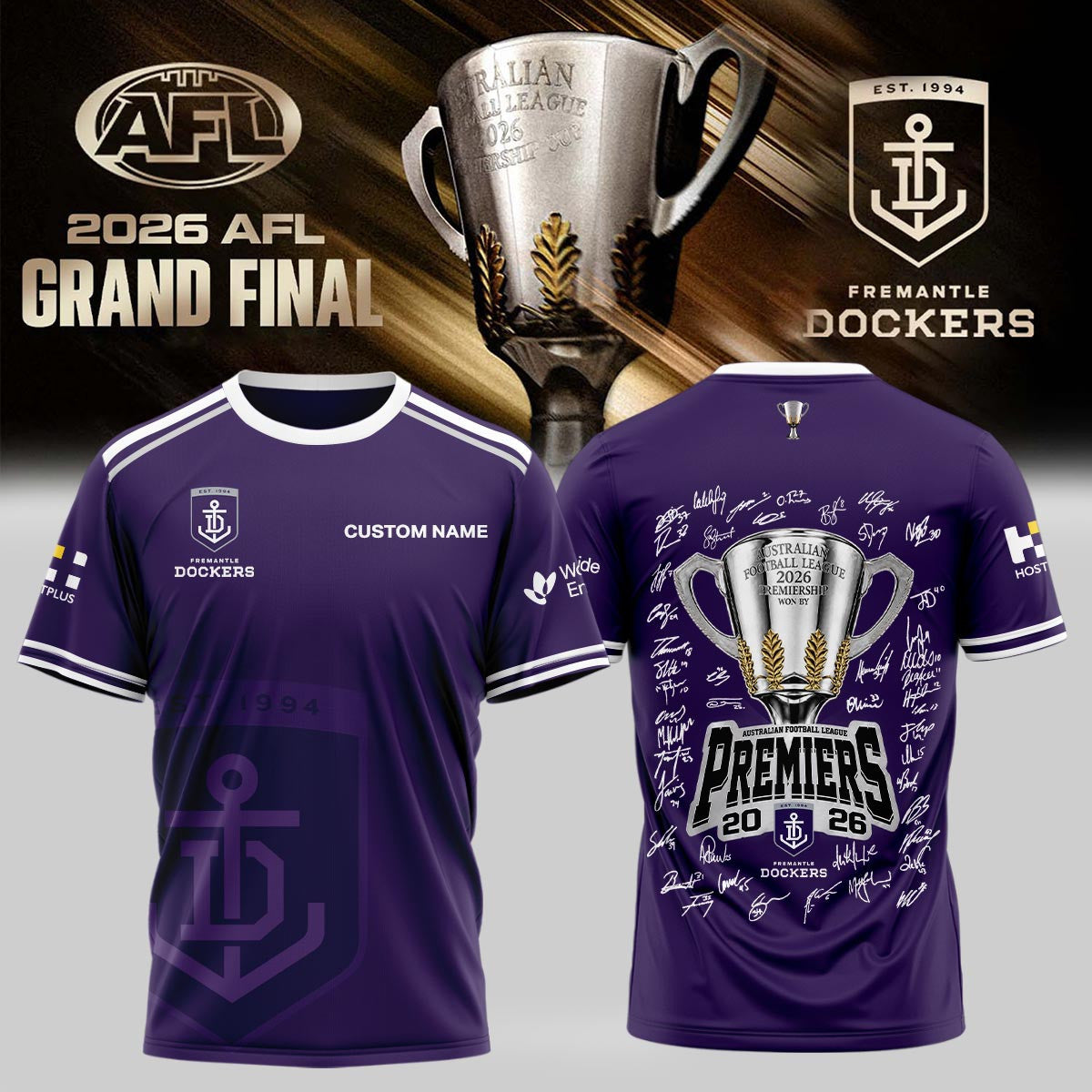 Custom Fremantle Dockers Merch Champions 2026 T-Shirt Football Fan Gear - Foxy23shop