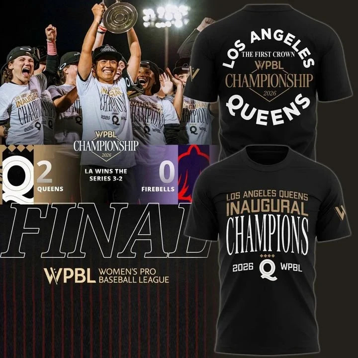 Los Angeles Queens 2026 WPBL Championship Black T-Shirt Los Angeles Queens Gear Baseball Lover Gifts - Foxy23shop