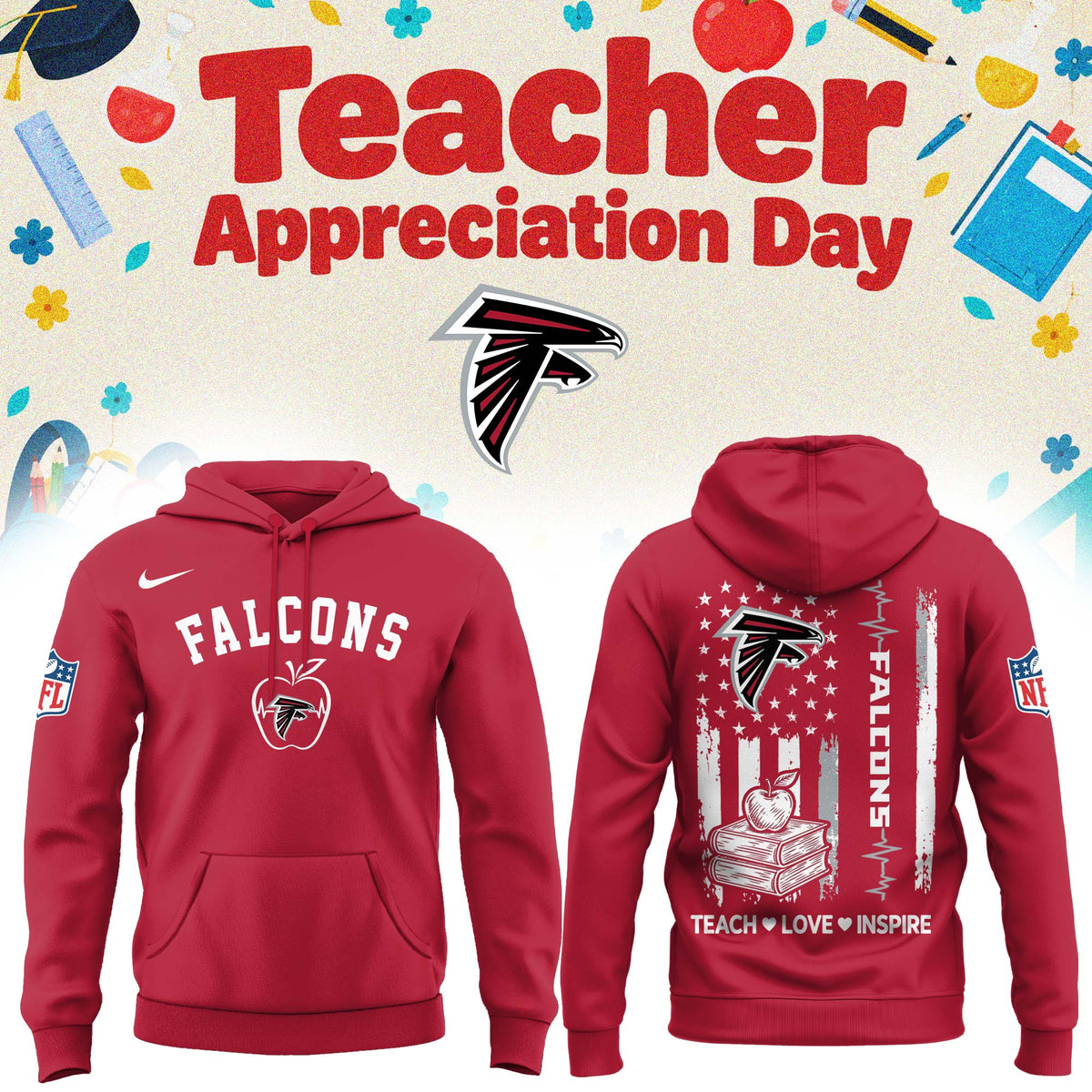 Atlanta Cardinals Merch NFL 2026 X Teacher Appreciation Day Hoodie Gift Ideas For Sports Fans - Foxy23shop