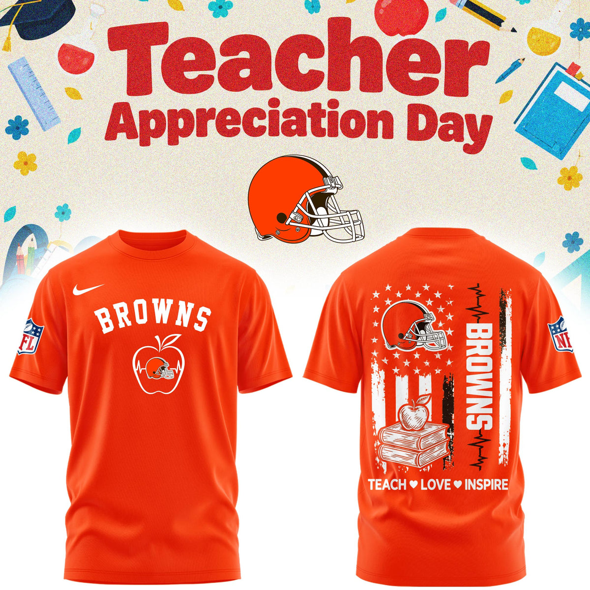 Cleveland Browns Merch NFL 2026 X Teacher Appreciation Day T-Shirt Fan Gears - Foxy23shop