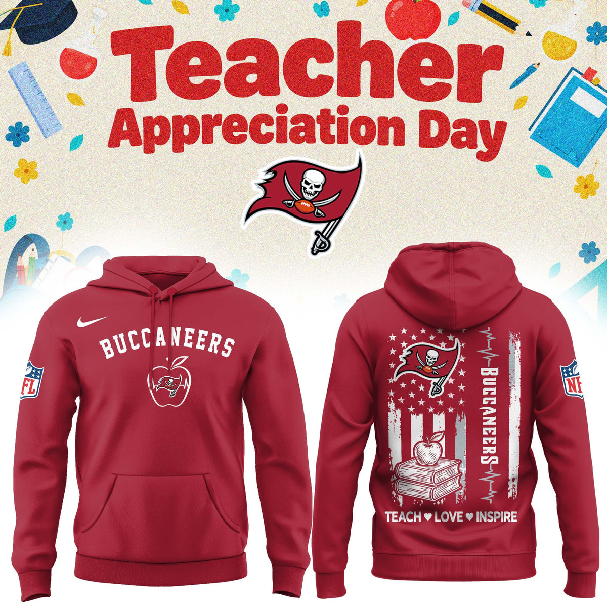 Tampa Bay Buccaneers Merch NFL 2026 X Teacher Appreciation Day Hoodie Gifts For Sports Fans - Foxy23shop