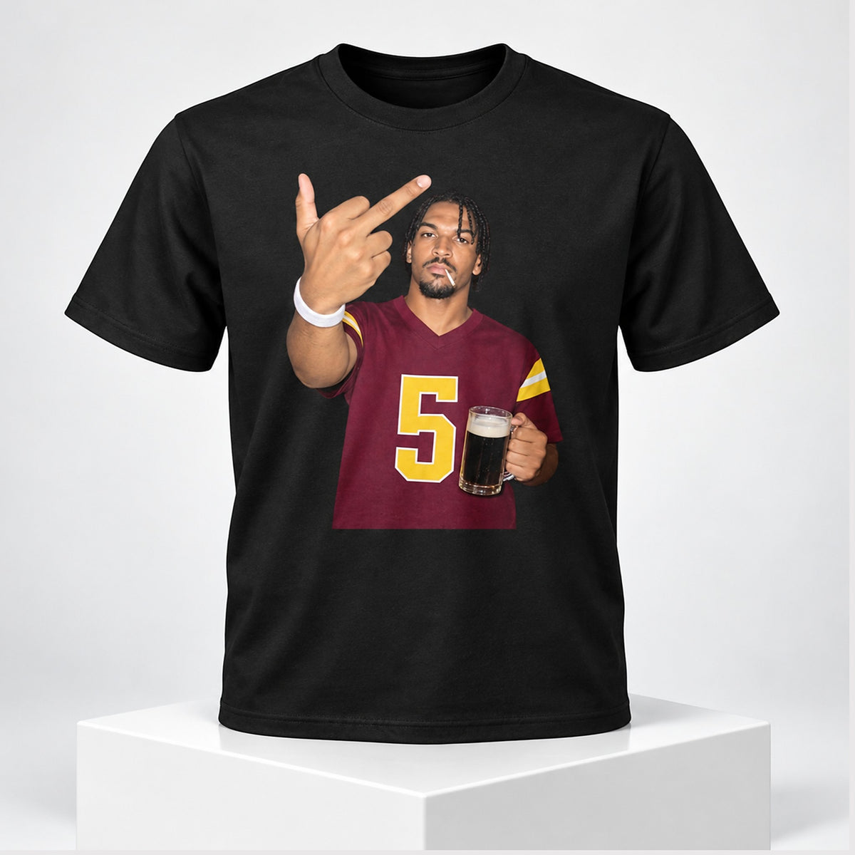 Jayden Daniels Washington Commanders Middle Finger T-Shirt Jayden Daniels Merch Fan Gear - Foxy23shop