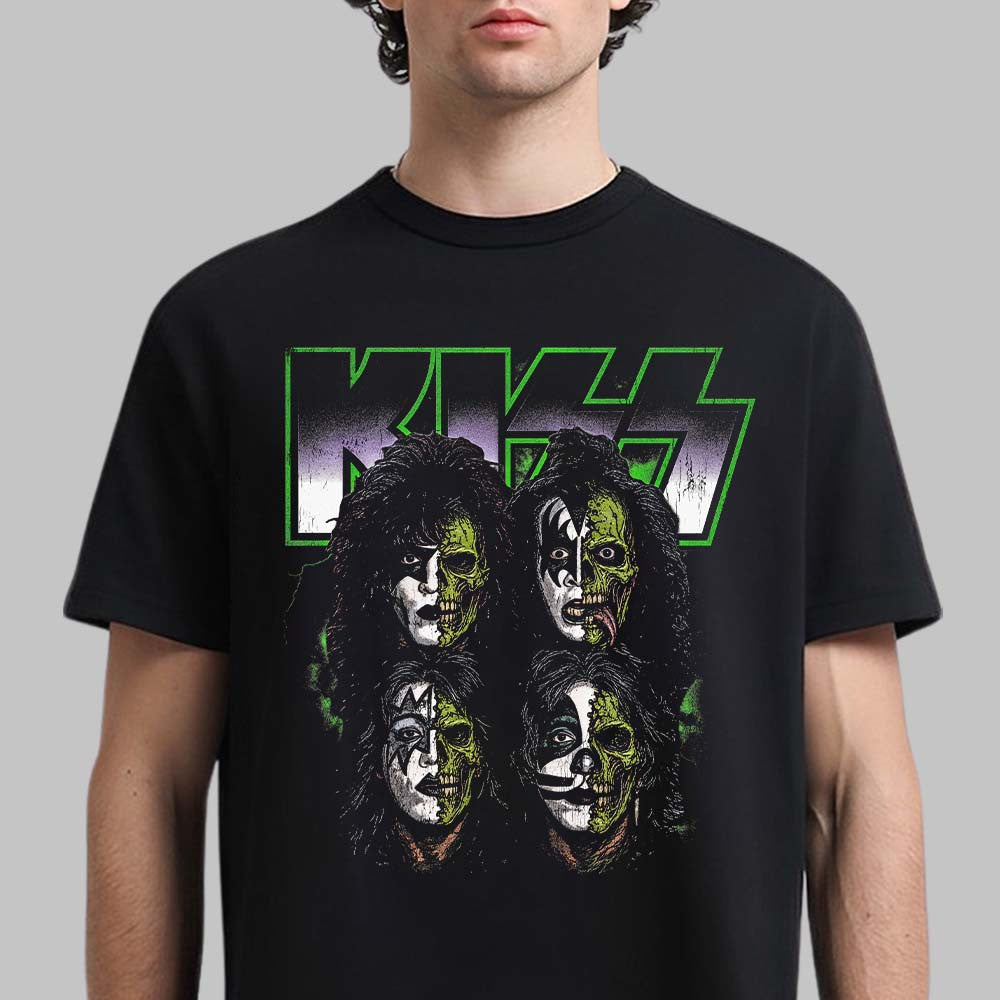 Kiss Halloween 2026 Zombie Band Portrait T-Shirt Kiss Merch Presents For Rock Lovers - Foxy23shop