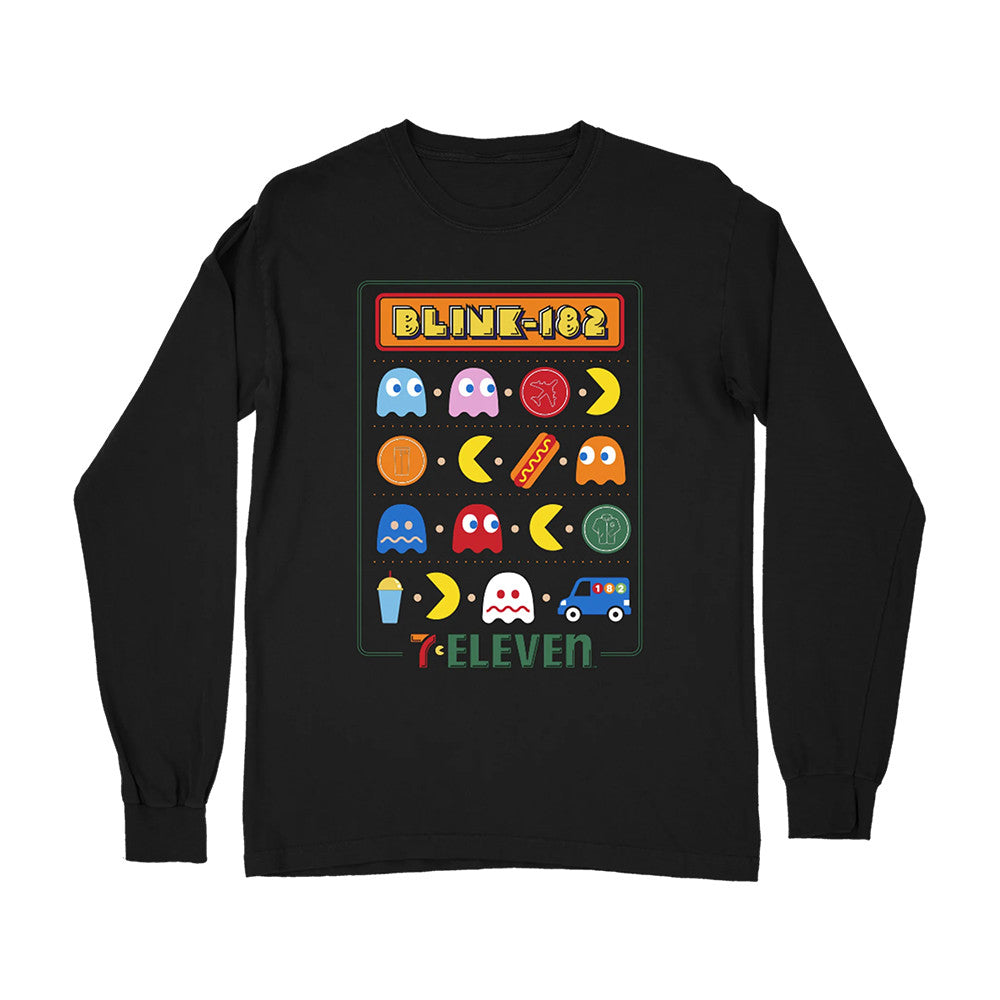 PAC MAN X 7 Eleven X BLINK 182 Tri Collab Long Sleeve Shirt Blink 182 Apparel Fan Gift - Foxy23shop