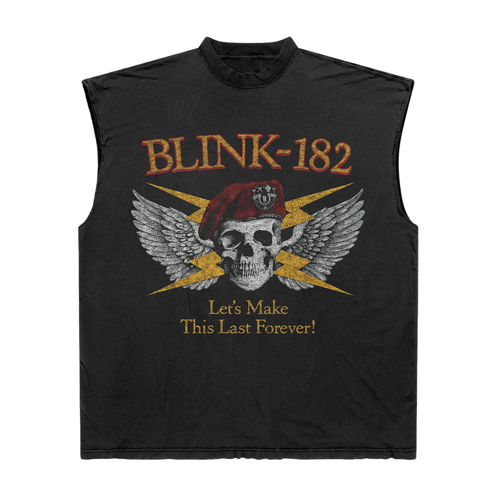 Blink 182 Merch Travis Skull Bolt Tank Top Presents For Blink 182 Lovers - Foxy23shop