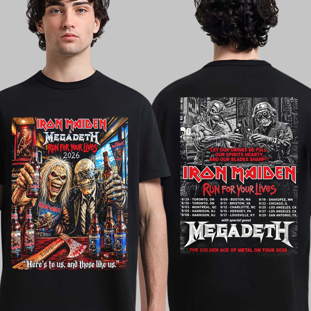 Iron Maiden X Megadeth Run For Your Lives 2026 Tour T-Shirt Iron Maiden Merch Gifts For Rock Lover - Foxy23shop