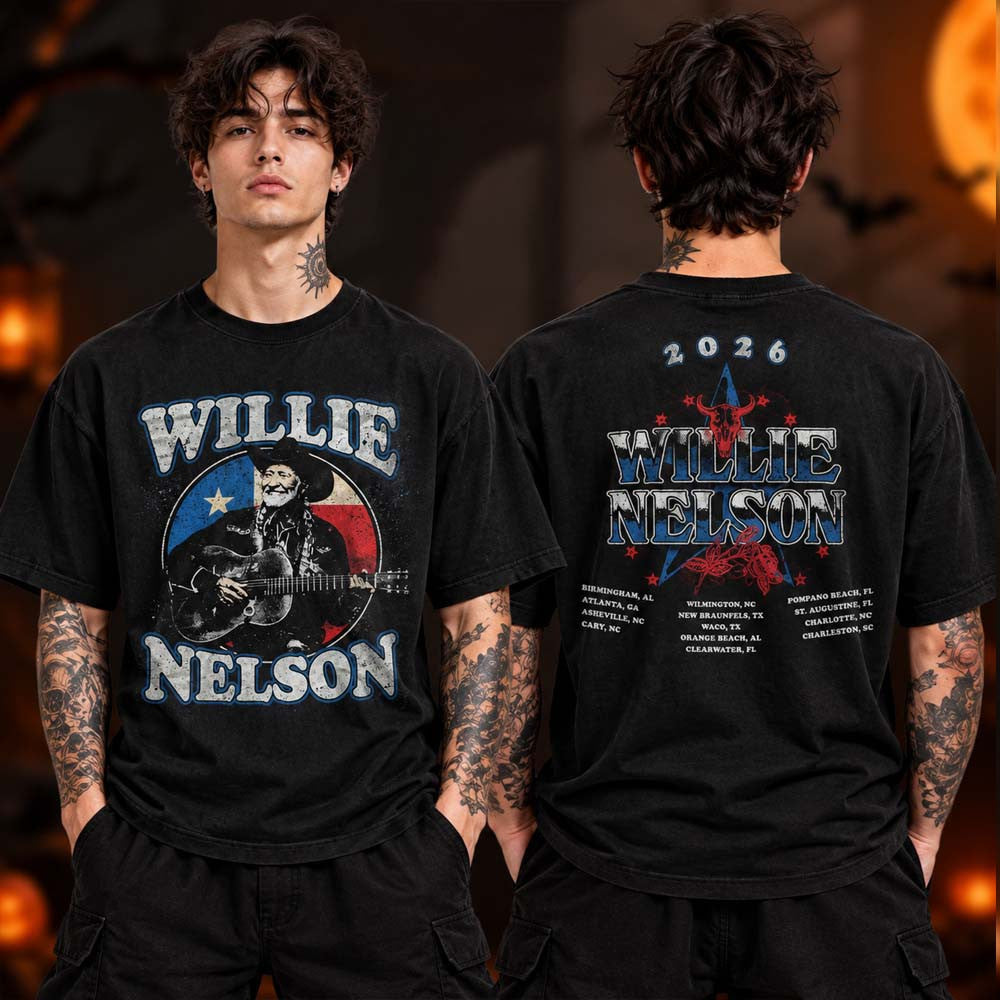 Willie Nelson Merch Tour Dates 2026 T-Shirt Gifts For Willie Nelson Lovers - Foxy23shop