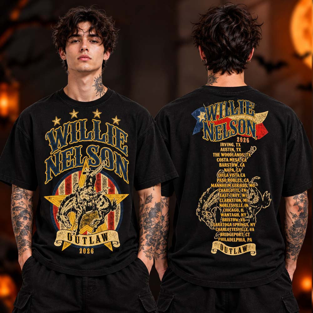 Willie Nelson Merch World Tour Dates Out Law 2026 T-Shirt Gifts For Willie Nelson Lovers - Foxy23shop