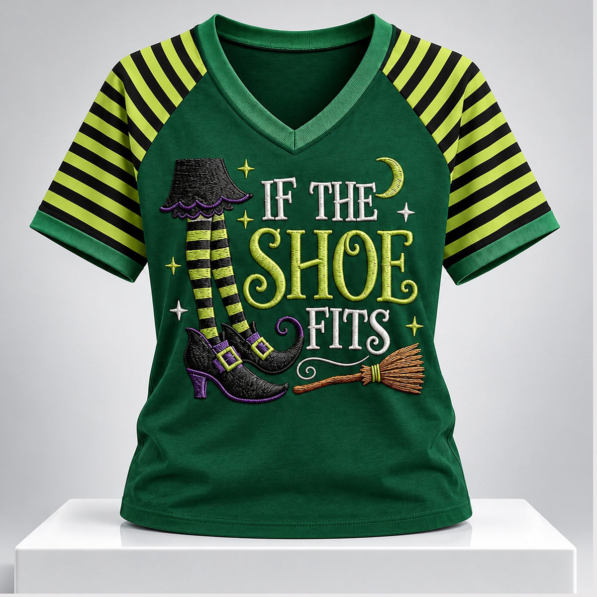 If The Shoe Fits Halloween 2026 V-Neck Shirt Spooky Season Clothing Halloween Gifts For Sister - Foxy23shop