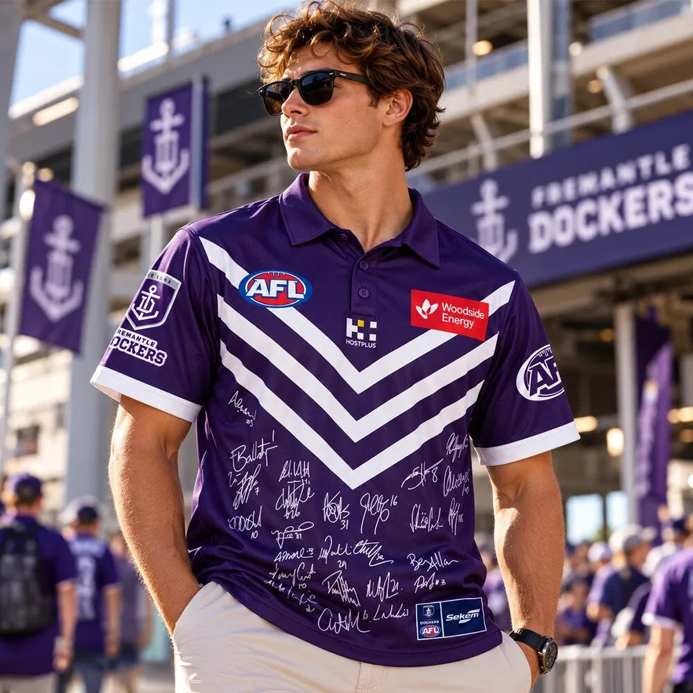 Fremantle Dockers 2026 Premiers Concept Fan Polo Shirt Fremantle Dockers Merch Fan Gear - Foxy23shop