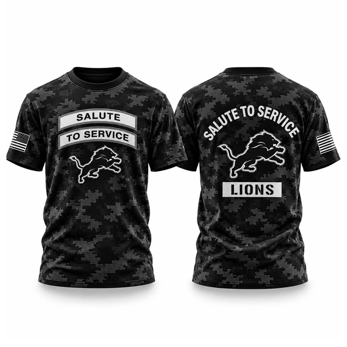 Detroit Lions Salute To Service Black Camo 2026 T-Shirt Detroit Lions Merch Gift For One Pride - Foxy23shop