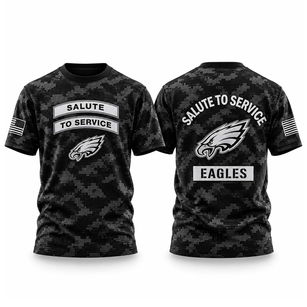 Philadelphia Eagles Merch 2026 NFL Salute To Service Black Camo 2026 T-Shirt Best Gifts For Fans - Foxy23shop