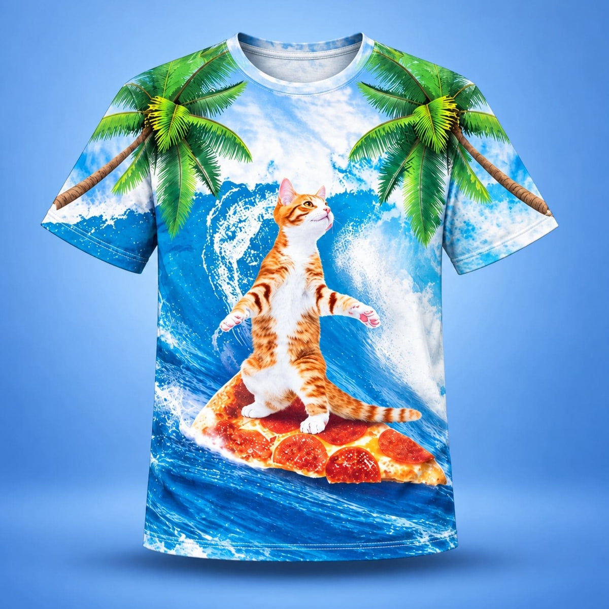 Joe Burrow Cat Surfing On A Pizza T-Shirt Funny Cat Clothing Gifts For Pet Lovers - Foxy23shop