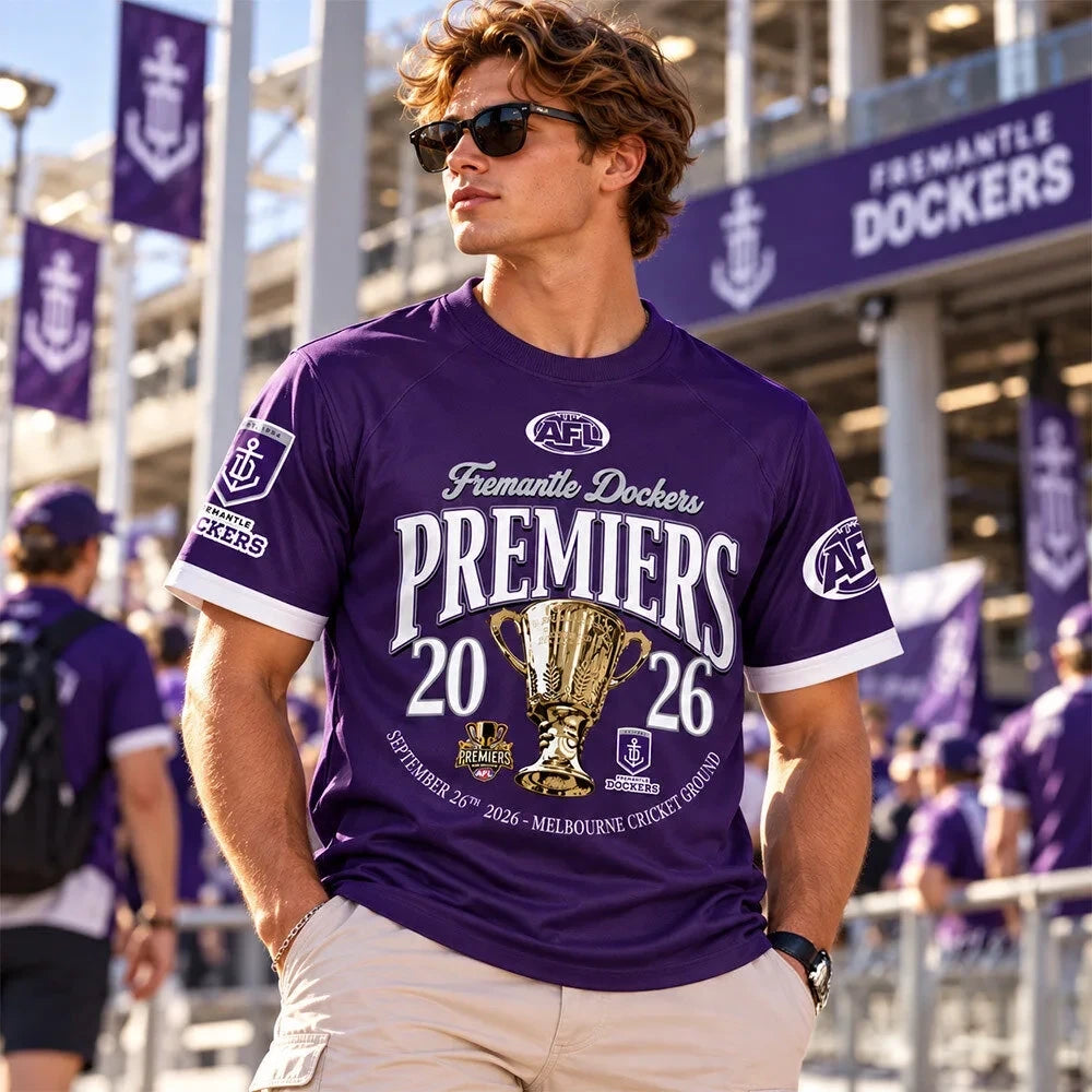 Fremantle Dockers 2026 Premiers Football T-Shirt Fremantle Dockers Merch Fan Gear - Foxy23shop