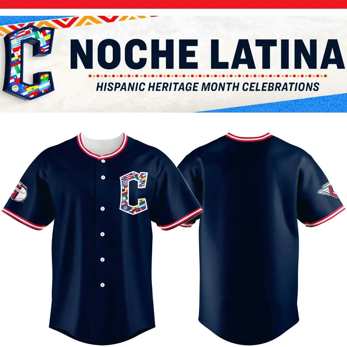 Cleveland Guardians Noche Latina Baseball Jersey Cleveland Guardians Clothing Fan Gear - Foxy23shop