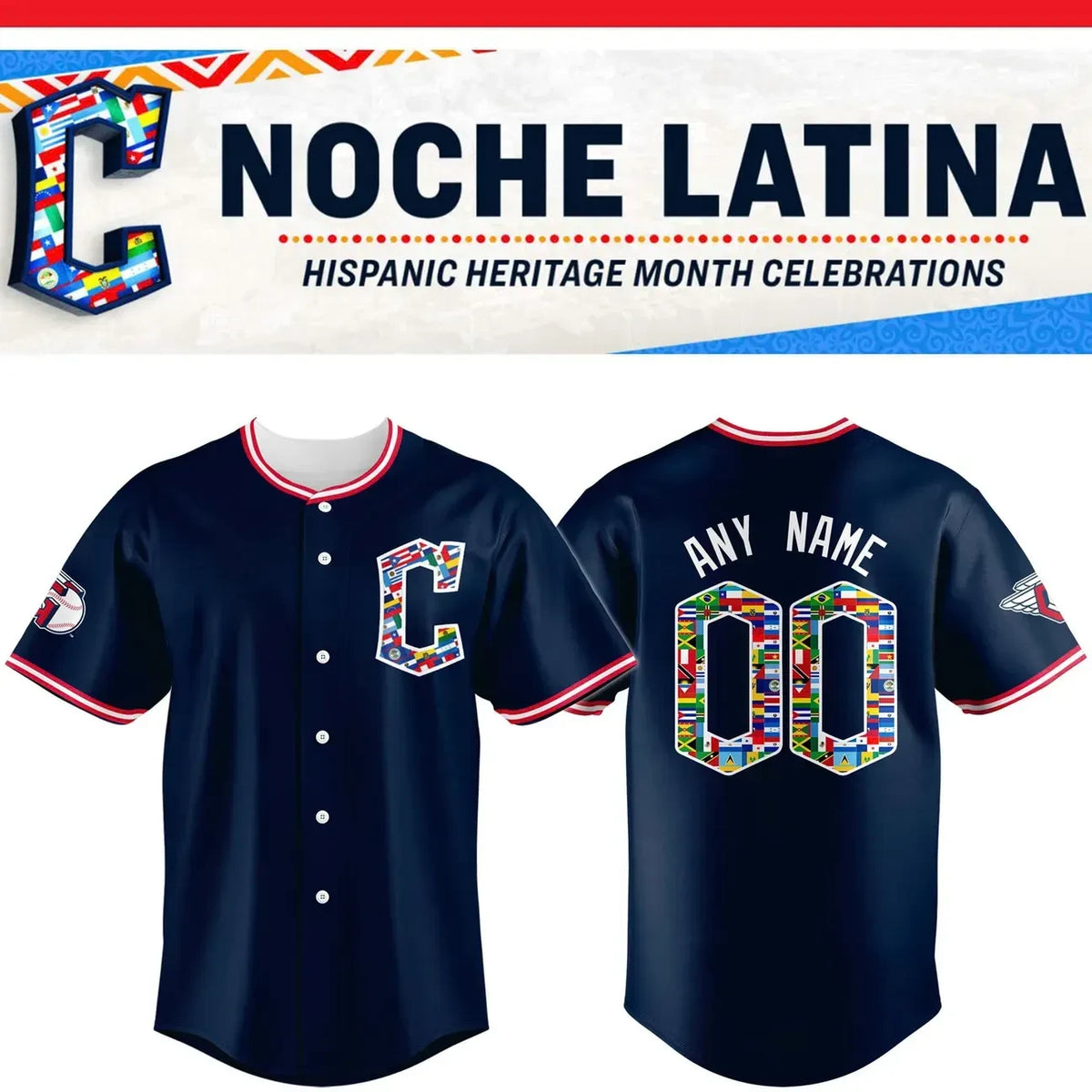 Custom Cleveland Guardians Noche Latina Hispanic Heritage Month Jersey Baseball Fan Gear - Foxy23shop