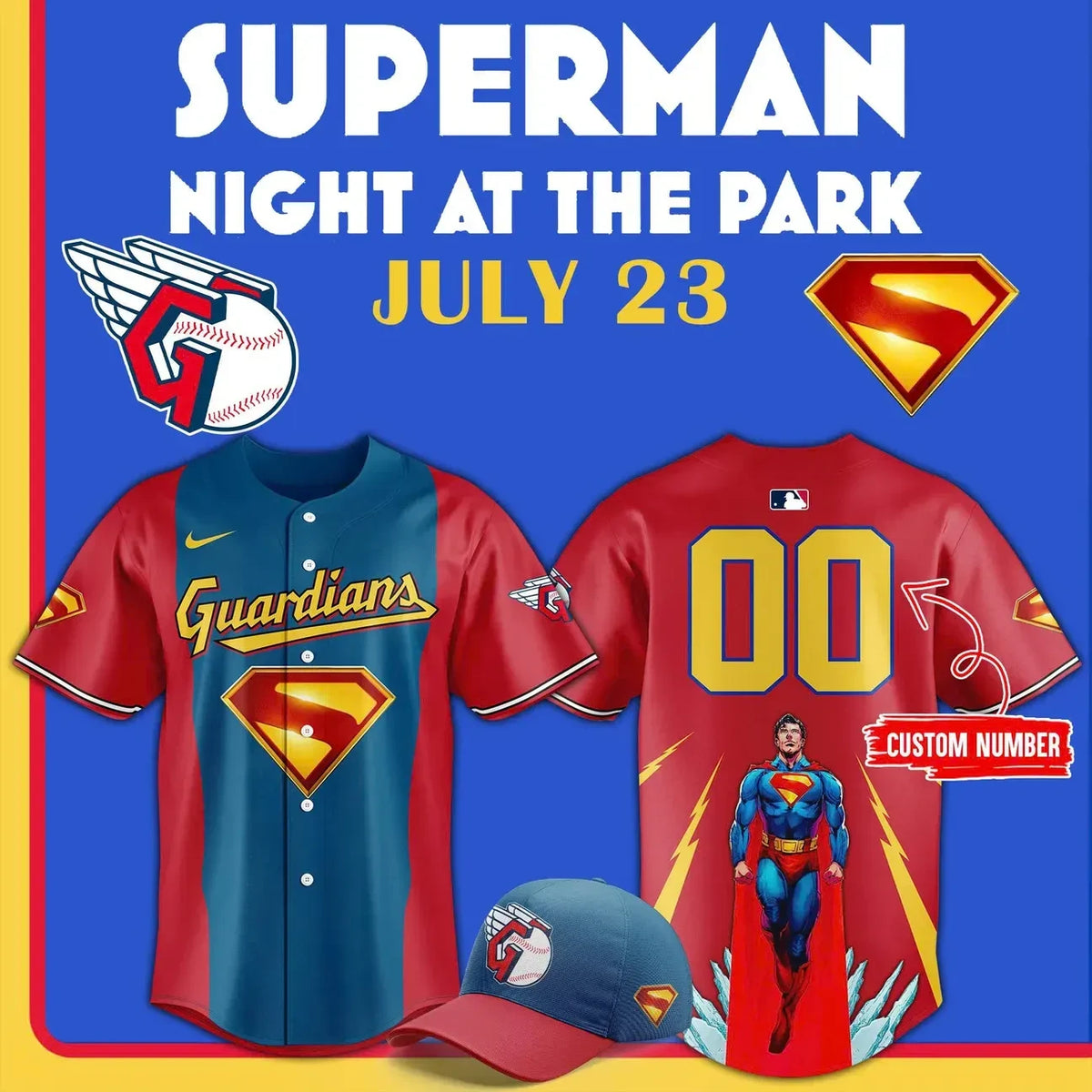Custom Cleveland Guardians Super Man Night Jersey Cleveland Guardians Gear Gifts For Fans - Foxy23shop