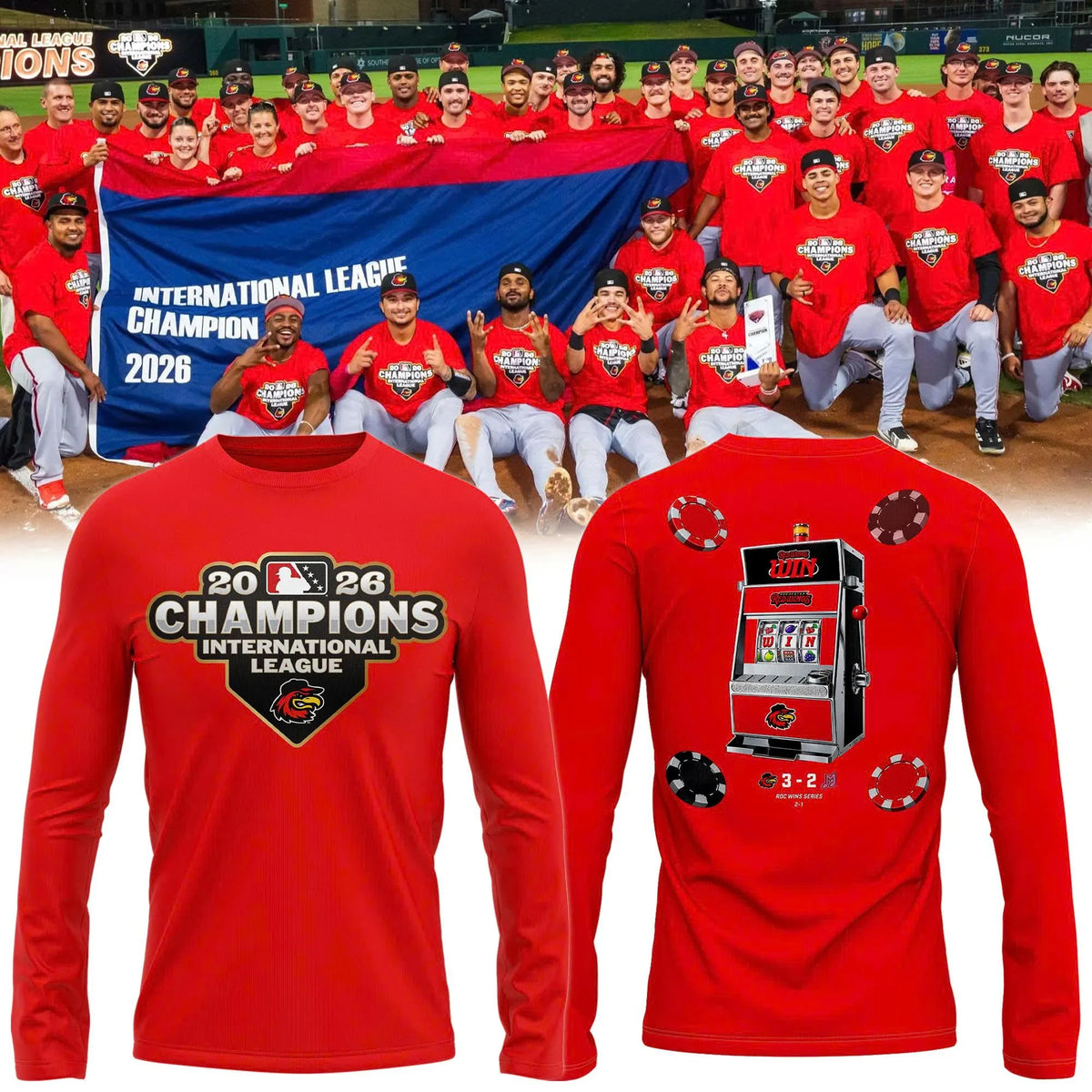 Rochester Red Wings Merch 2026 International League Champions Long Sleeve Shirt Gifts Idea - Foxy23shop