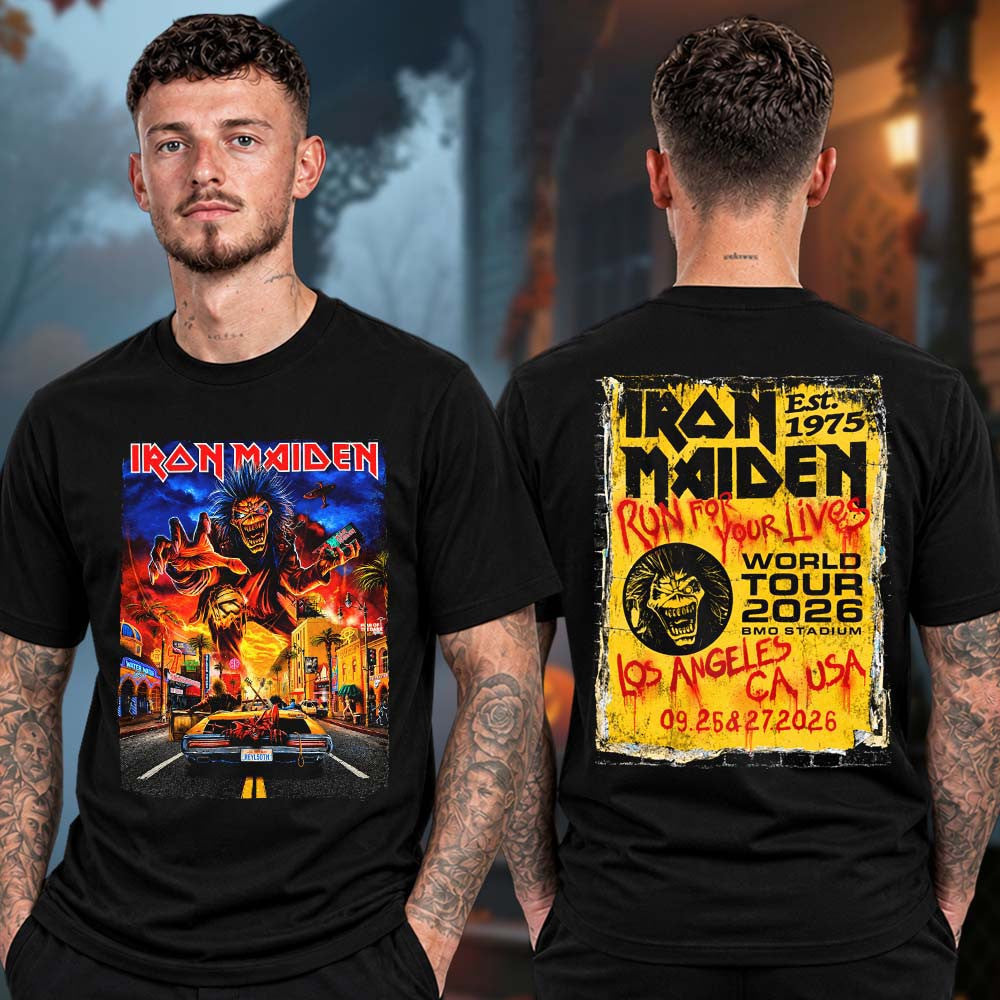 Iron Maiden Merch Los Angeles CA Event T-Shirt Presents For Iron Maiden Fans - Foxy23shop