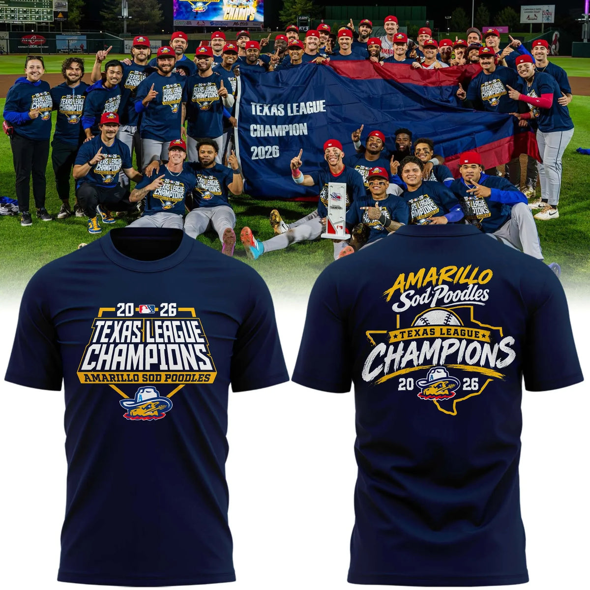 Amarillo Sod Poodles Merch Texas League Champions 2026 T-Shirt Baseball Fan Gear - Foxy23shop