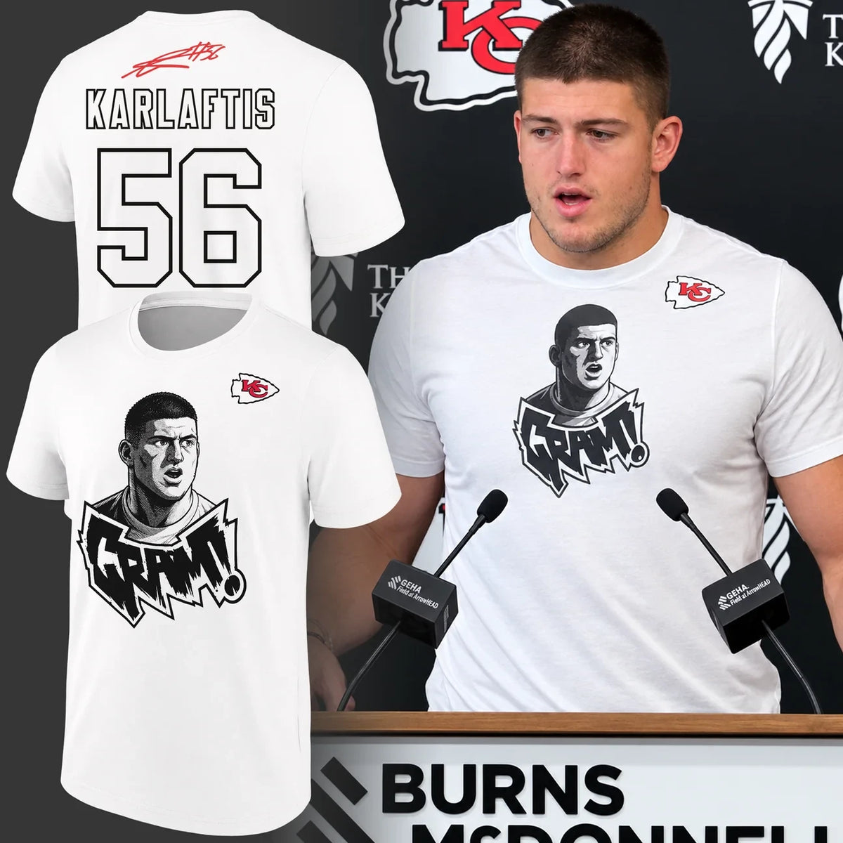 Kansas City Chiefs Merch George Karlaftis Signature T-Shirt Best Gifts For Chiefs Kingdom - Foxy23shop