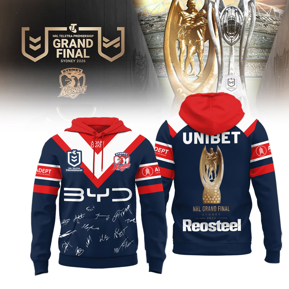 Sydney Roosters Merch 2026 NRL Telstra Premiership Grand Final Hoodie Best Fan Gear - Foxy23shop