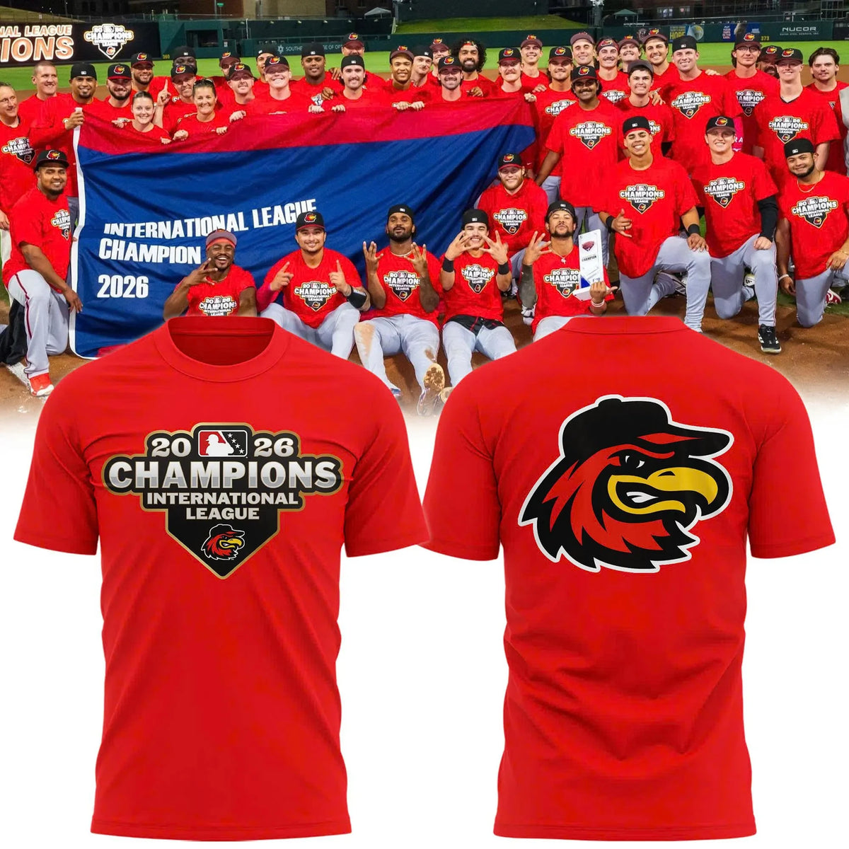 Rochester Red Wings International League Champions 2026 Red T Shirt Gift For Fan - Foxy23shop