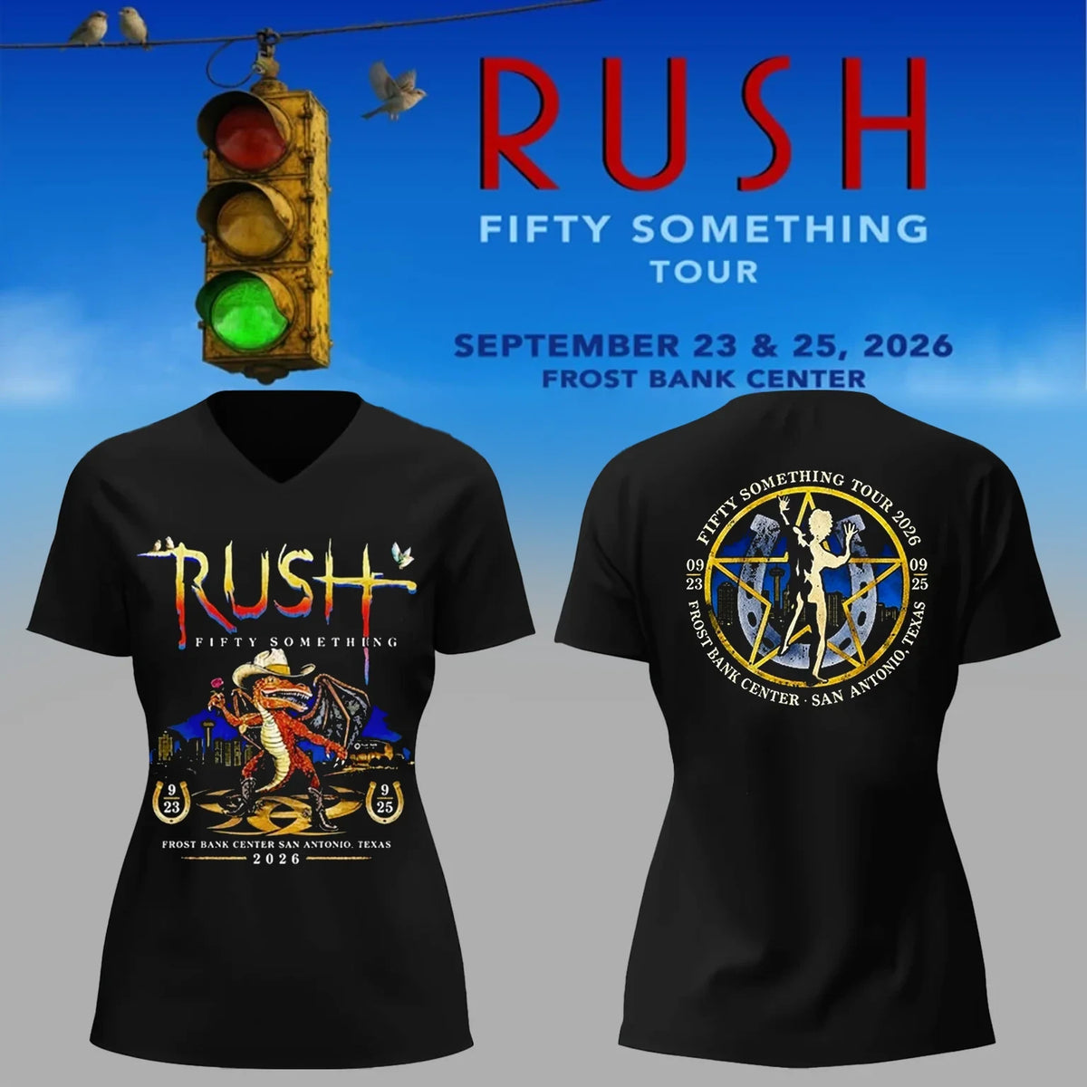 Rush Merch Fifty Something Tour 2026 V-Neck Shirt Gifts For Rock Music Lovers - Foxy23shop