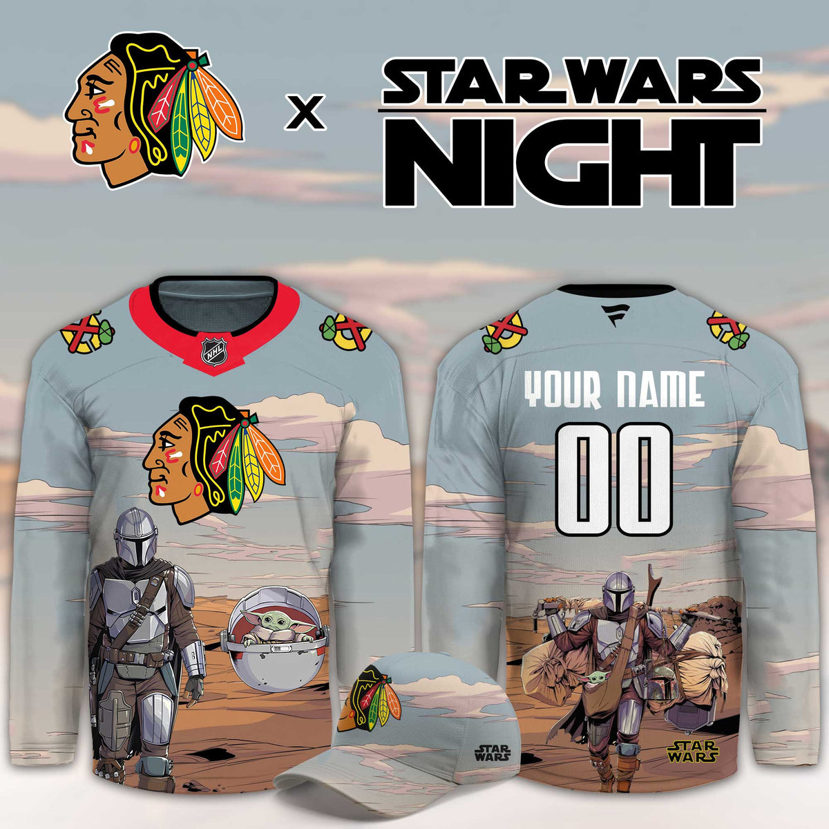 Custom Chicago Blackhawks Star Wars Night Hockey Jersey Best Gifts For Chicago Blackhawks Fans - Foxy23shop