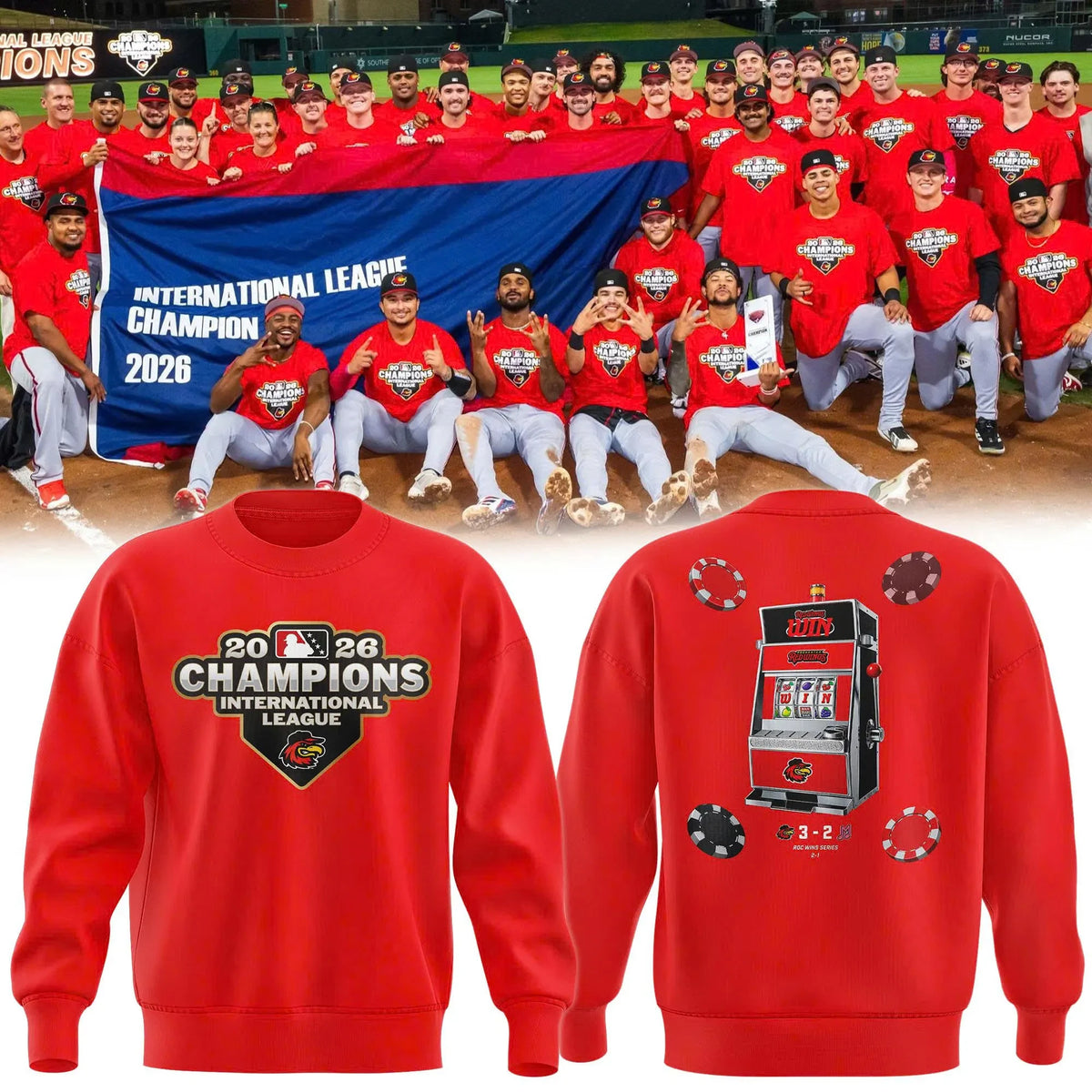 Rochester Red Wings 2026 International League Champions Sweatshirt Rochester Red Wings Apparel - Foxy23shop