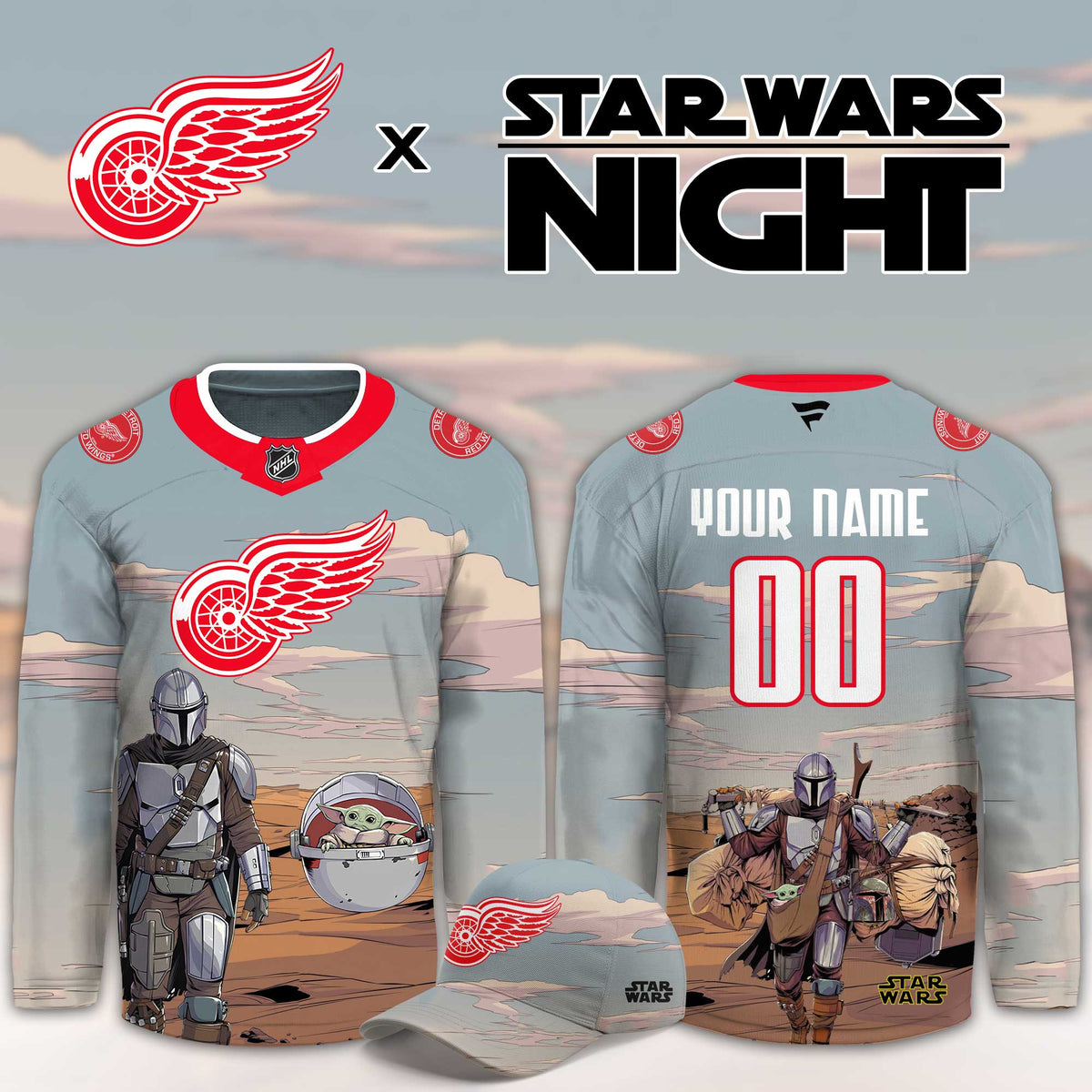 Custom Detroit Red Wings Star Wars Night Hockey Jersey 2026 Detroit Red Wings Apparel - Foxy23shop