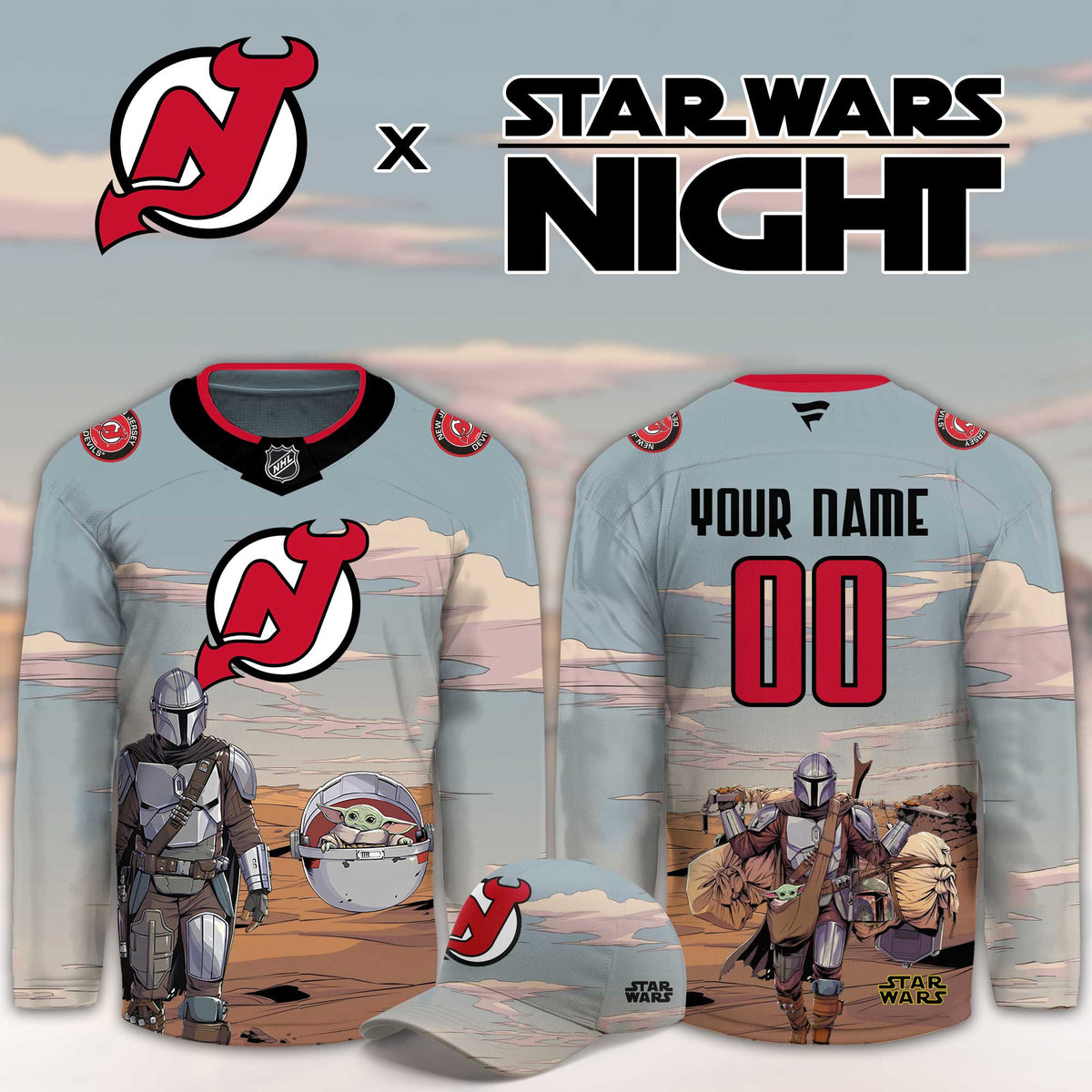 Custom New Jersey Devils Star Wars Night Hockey Jersey New Jersey Devils Merch Fan Gifts - Foxy23shop