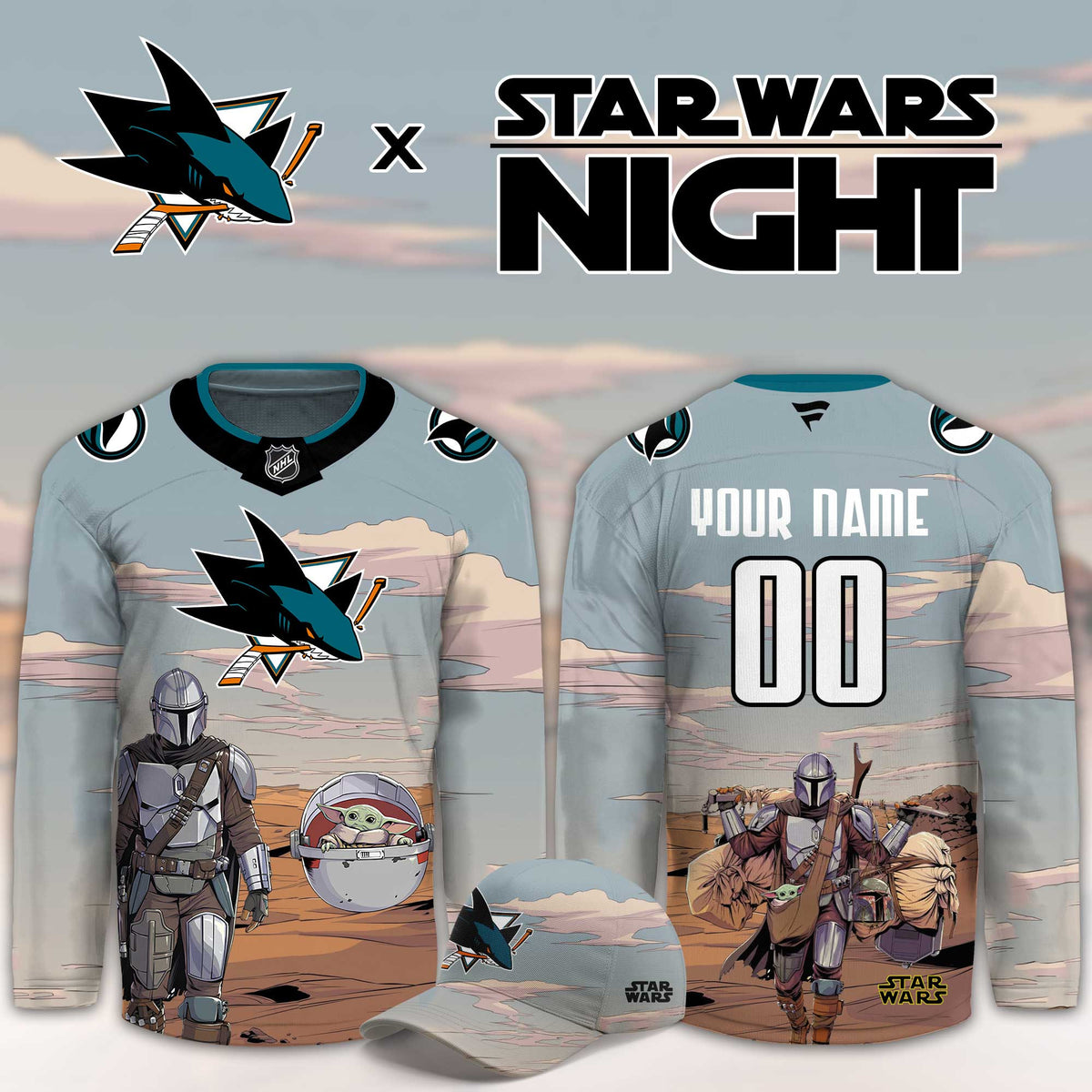 Custom San Jose Sharks Star Wars Night Hockey Jersey San Jose Sharks Apparel - Foxy23shop