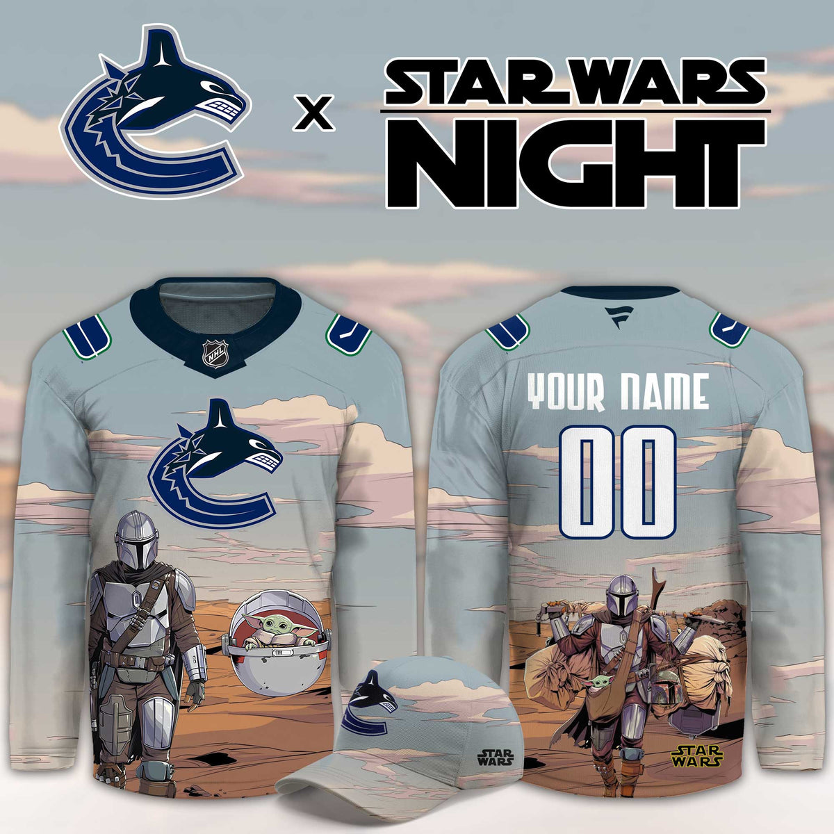 Custom Vancouver Canucks Star Wars Night Hockey Jersey Vancouver Canucks Clothing Fan Gifts - Foxy23shop