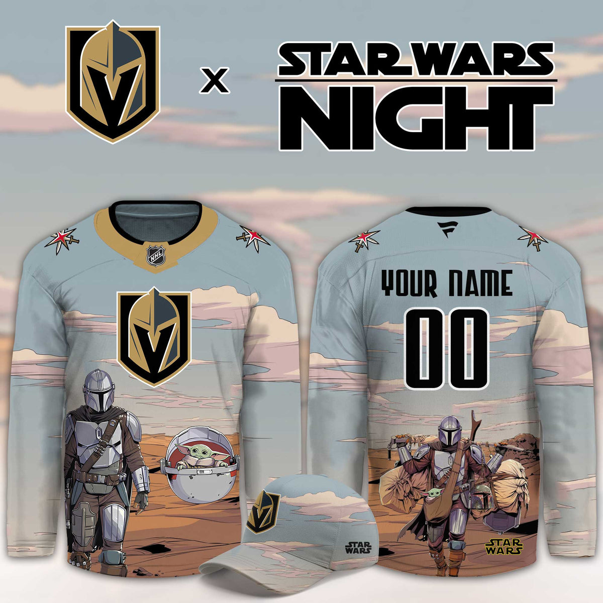 Custom Vegas Golden Knights Star Wars Night Hockey Jersey Vegas Golden Knights Merch Best Fan Gifts - Foxy23shop
