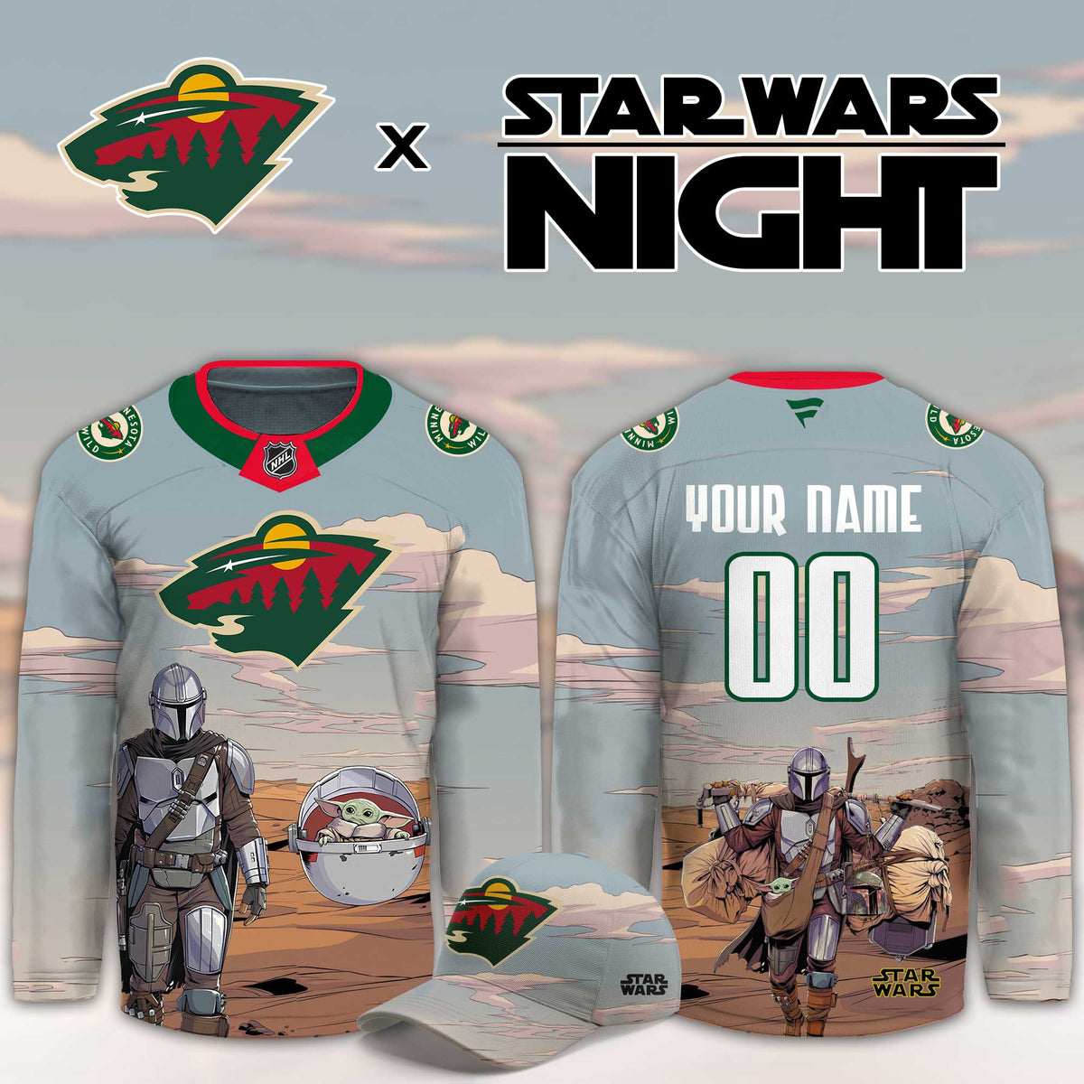 Personalized Minnesota Wild x Star Wars Night Hockey Jersey Minnesota Wild Merch Hockey Fan Gear - Foxy23shop