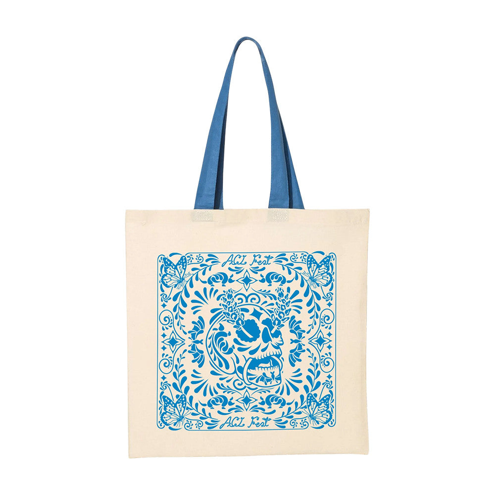 Acl Music Festival Merch Bluebonnet Skull Tote Bag ACL Music Fest Accessories Gifts For Her - Foxy23shop