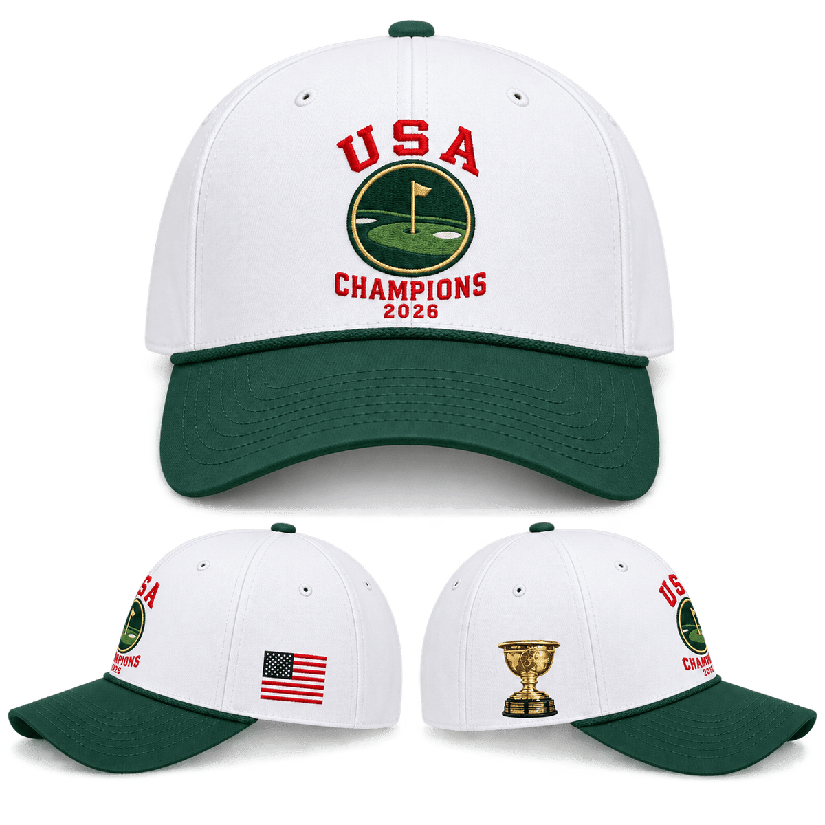 USA Presidents Cup Champions 2026 Trophy Hat Team USA Presidents Cup 2026 Champions Cap - Foxy23shop
