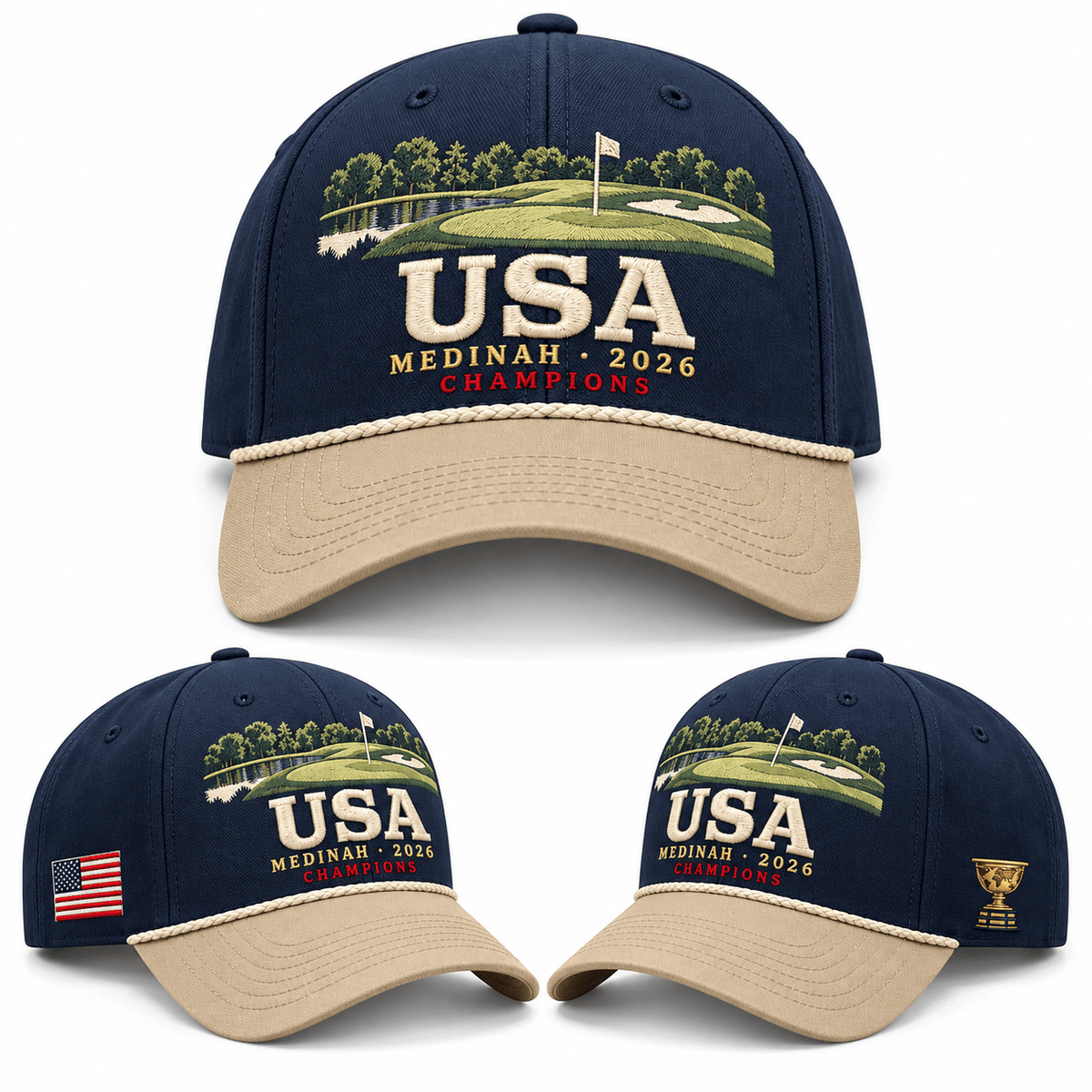 USA Medinah 2026 Presidents Cup Champions Trophy Hat Presidents Cup Baseball Cap - Foxy23shop