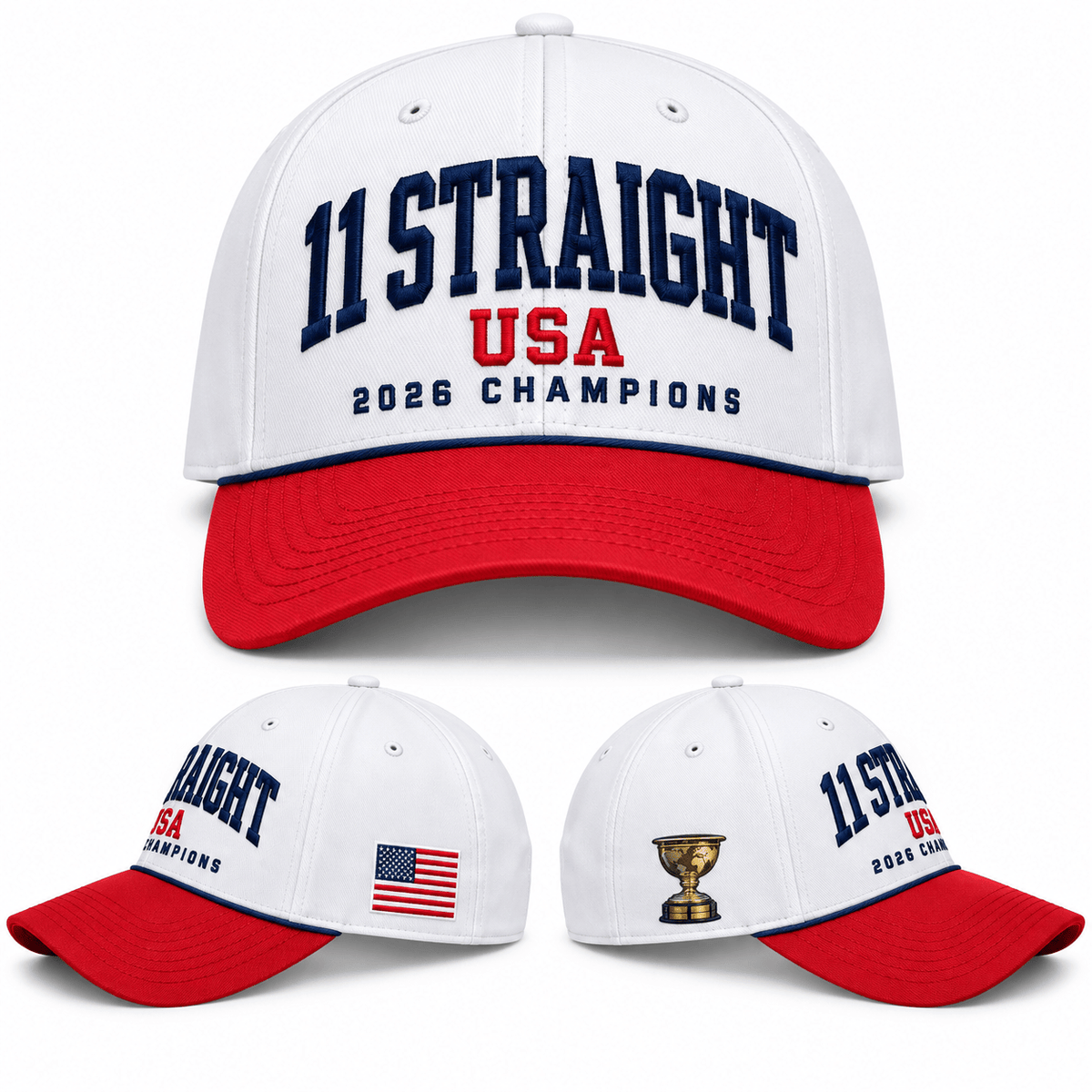 USA Presidents Cup 2026 Champions 11 Straight Hat Team USA Golf Victory Cap 2026 Gift For Father - Foxy23shop