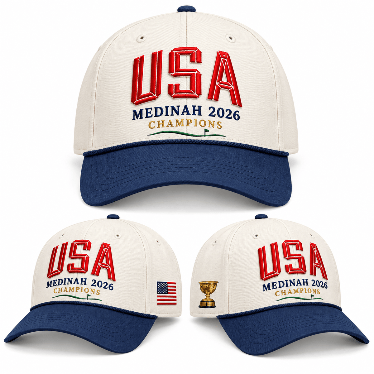 USA Presidents Cup 2026 Champions Medinah Hat US Presidents Cup 2026 Champions Merch - Foxy23shop