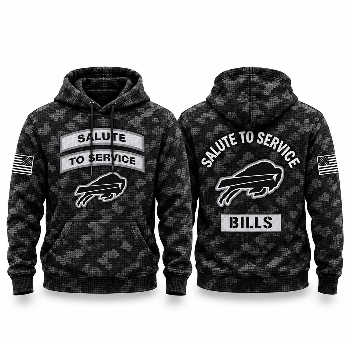 Buffalo Bills Salute To Service Black Hoodie 2026 Bills Apparel Fan Gear - Foxy23shop