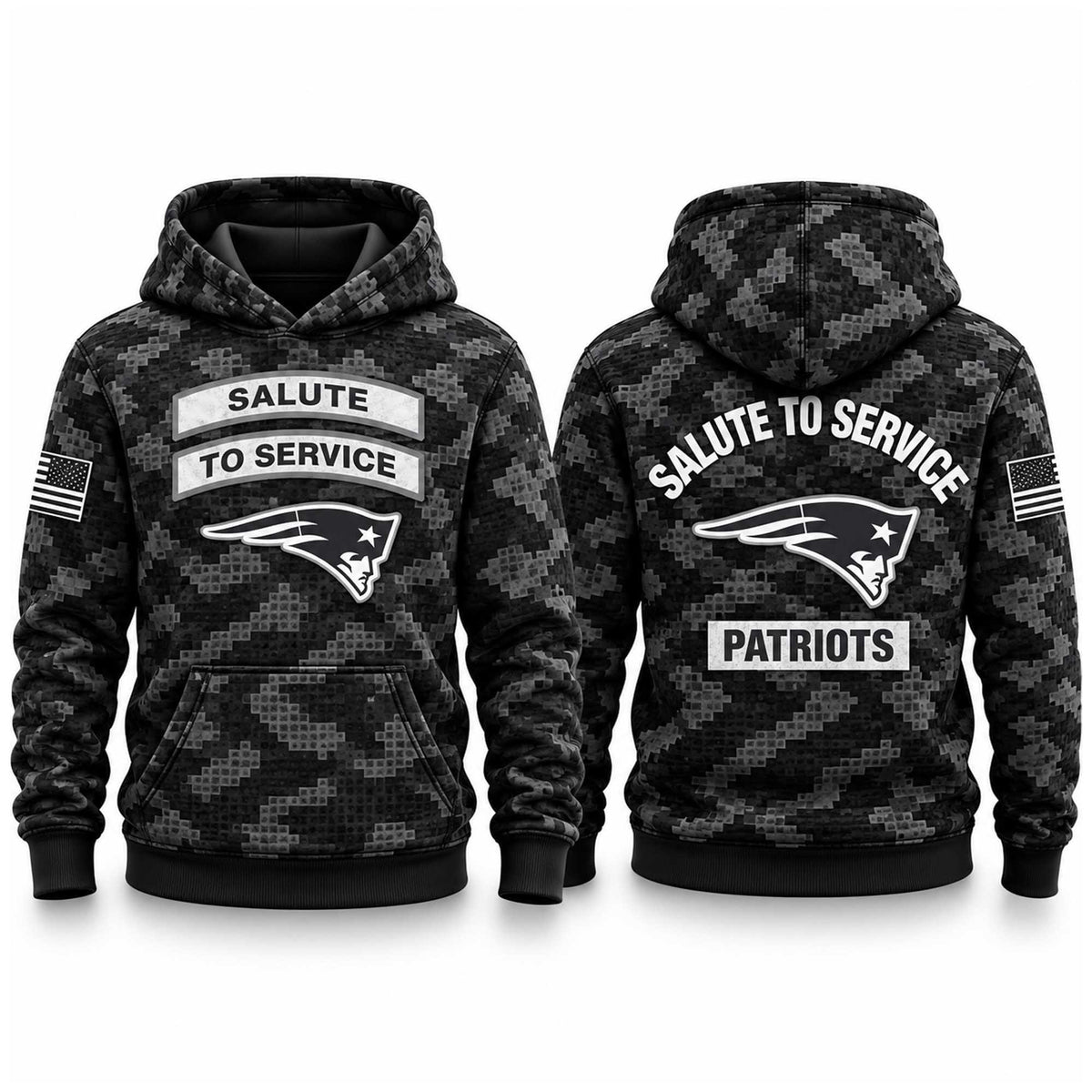 New England Patriots Salute To Service Black Hoodie New England Patriots Merch Fan Gear - Foxy23shop
