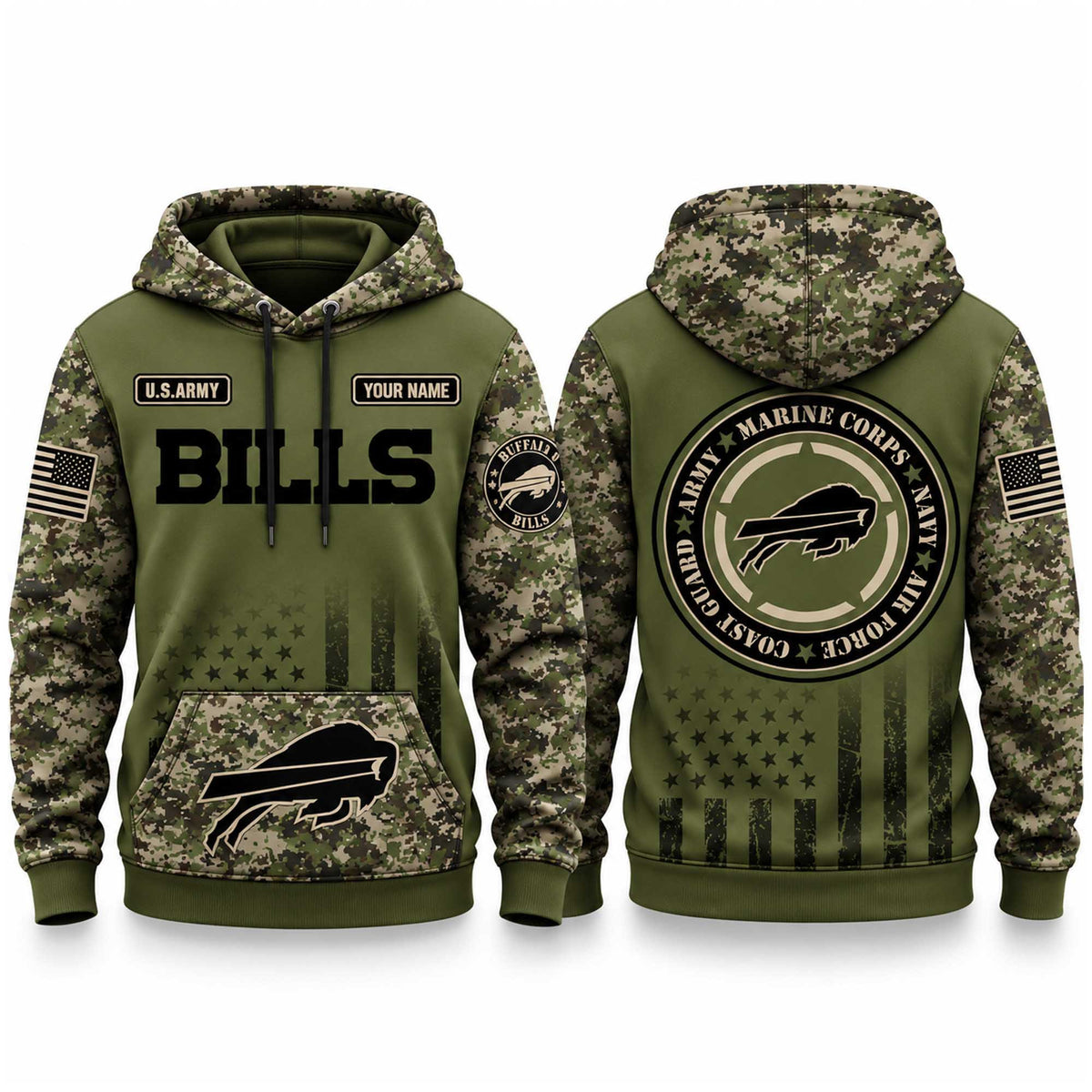 Custom Buffalo Bills X US Army Appreciation 2026 Hoodie 2026 Bills Apparel Football Gifts For Veteran - Foxy23shop