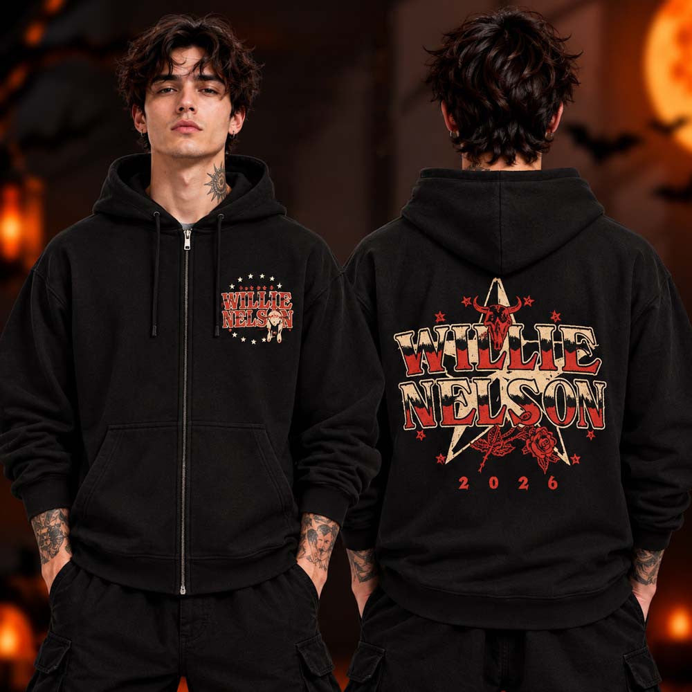 Willie Nelson Merch Collection Philadelphia PA Event Zip Hoodie Willie Nelson Apparel Gift Idea For Fans - Foxy23shop