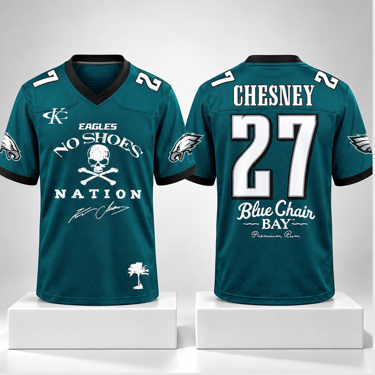 Philadelphia Eagles Kenny Chesney No Shoes Nation Blue Chair Bay 2027 Jersey Music Lover Gifts - Foxy23shop