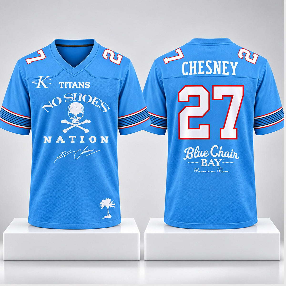 Tennessee Titans Kenny Chesney No Shoes Nation Blue Chair Bay 2027 Jersey Tennessee Titans Gear - Foxy23shop