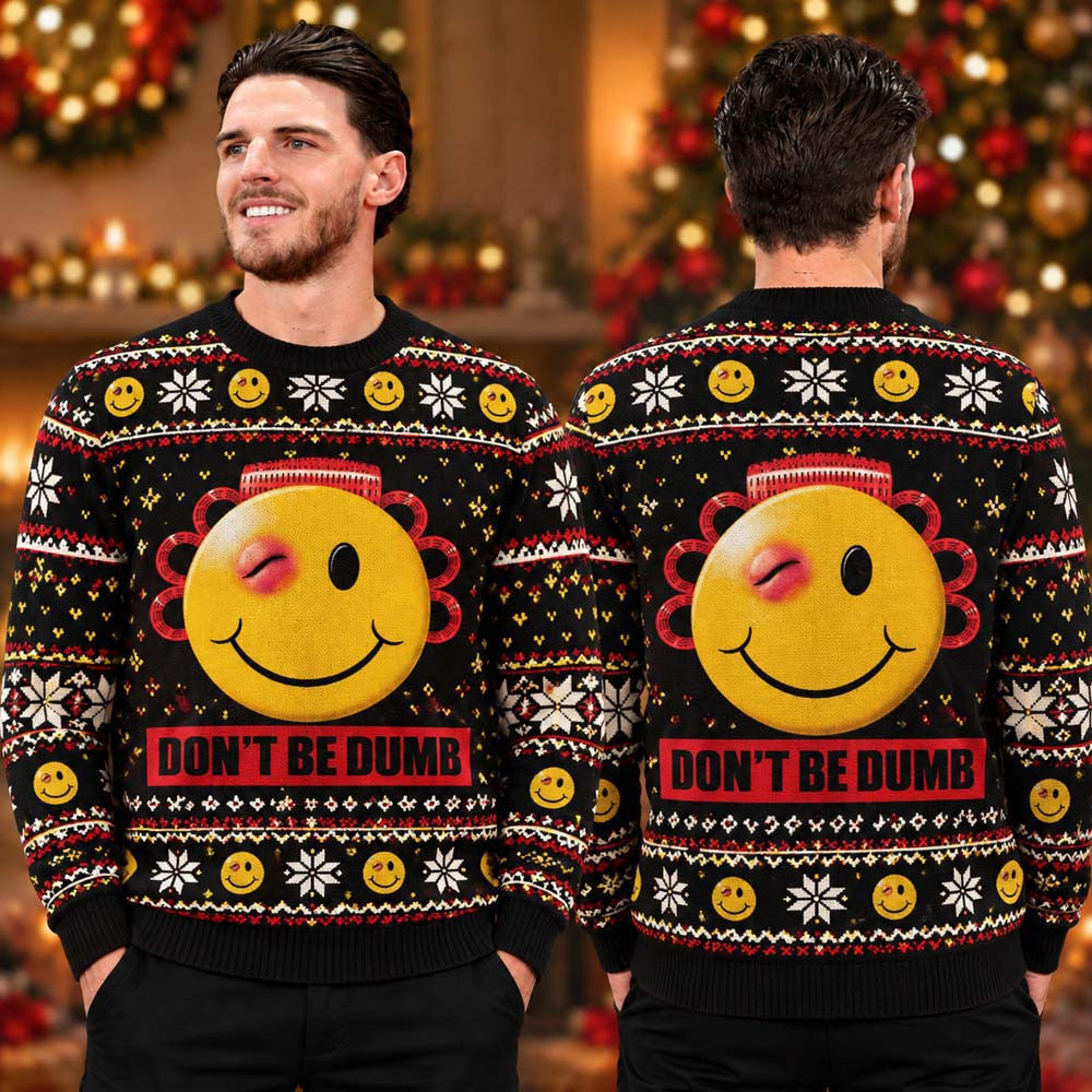 Asap Rocky Merch Don't Be Dumb Smiley Ugly Christmas Sweater Asap Rocky Christmas Apparel Gift For Fans - Foxy23shop