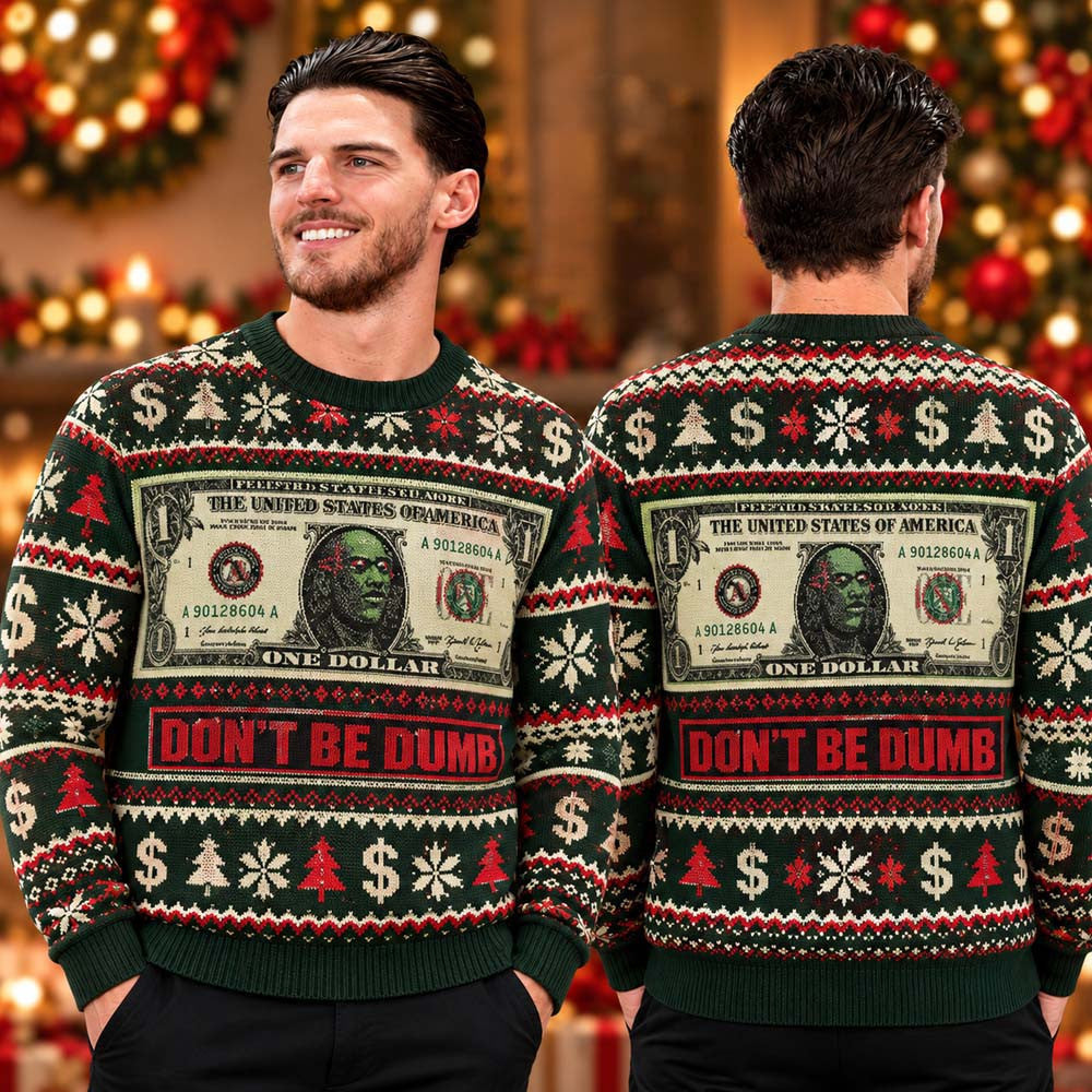 Asap Rocky Don't Be Dumb Dollar Bill Ugly Christmas Sweater Asap Rocky Merch Xmas Gift For Fans - Foxy23shop